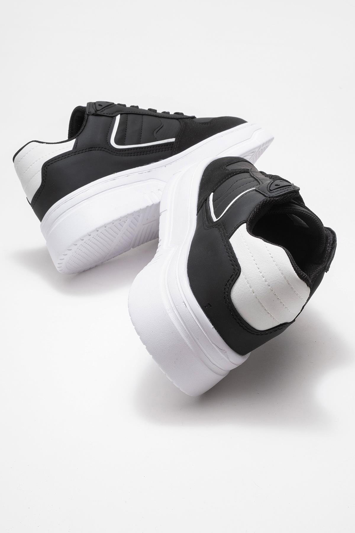 Bağcıklı Erkek Spor Ayakkabı SİYAH BEYAZ - Görsel 5