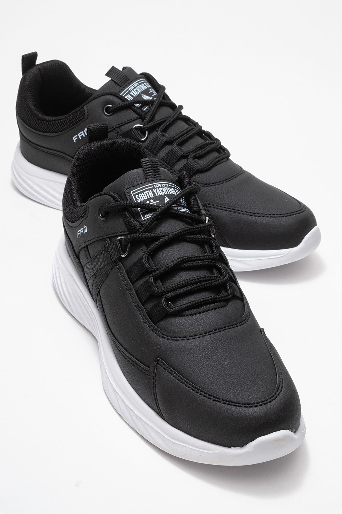 Bağcıklı Erkek Spor Ayakkabı SİYAH BEYAZ - Görsel 2