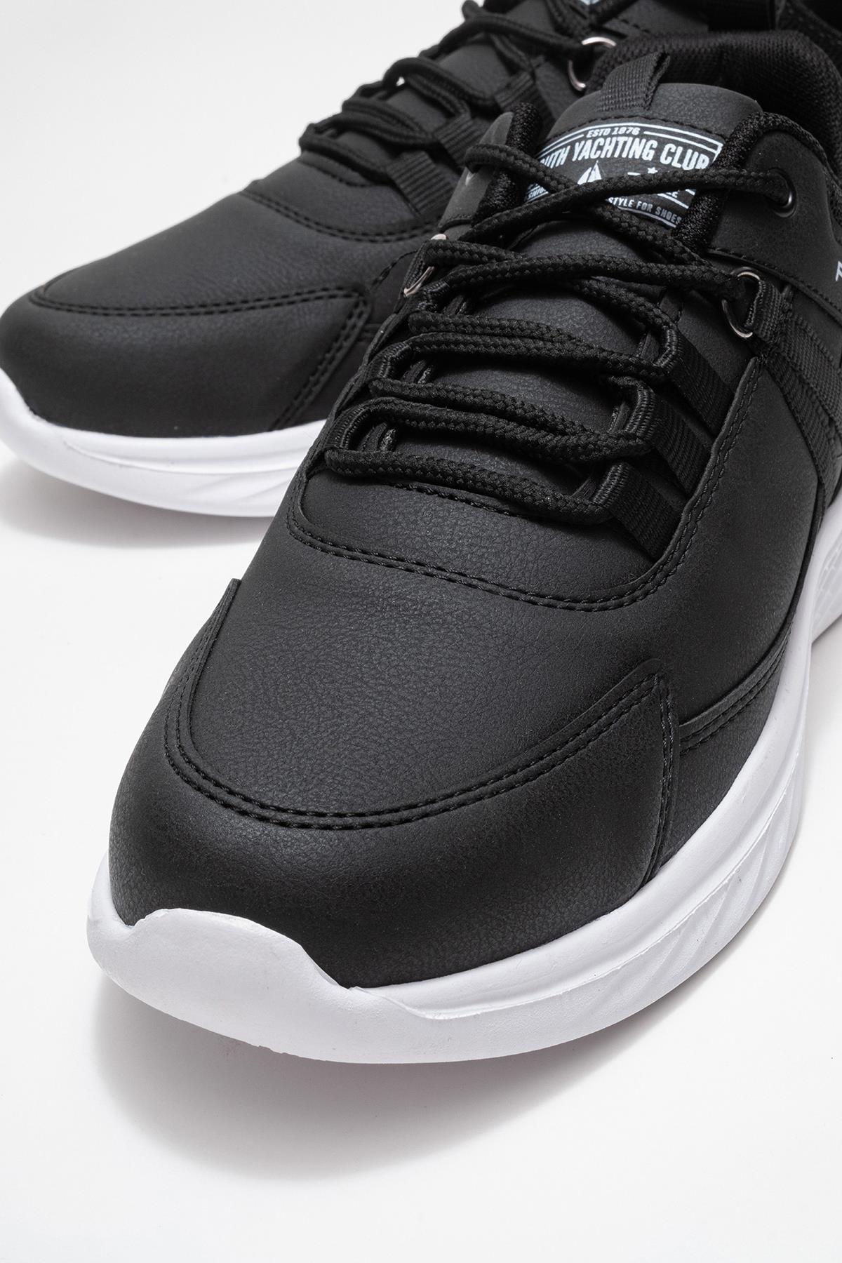 Bağcıklı Erkek Spor Ayakkabı SİYAH BEYAZ - Görsel 4