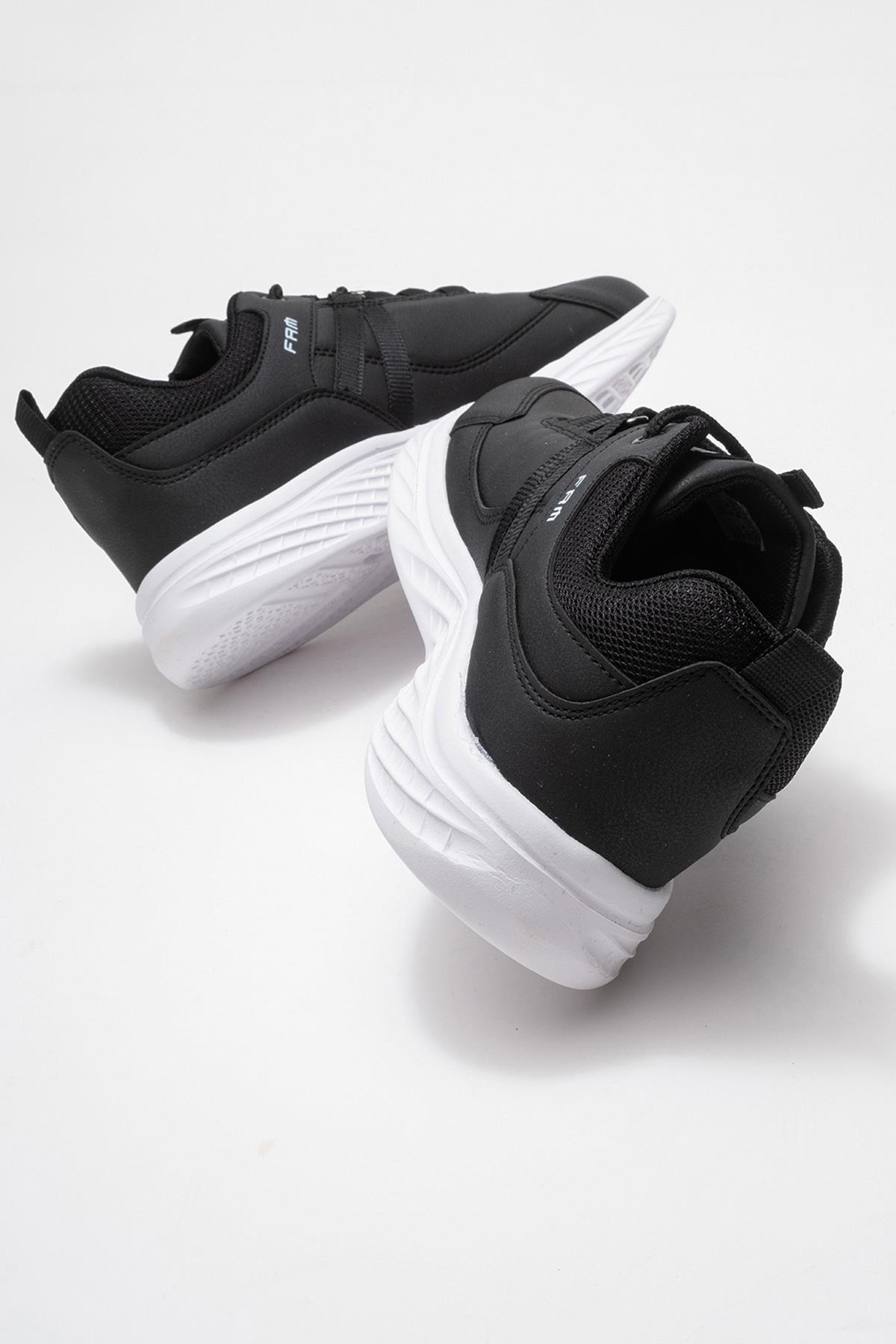 Bağcıklı Erkek Spor Ayakkabı SİYAH BEYAZ - Görsel 5