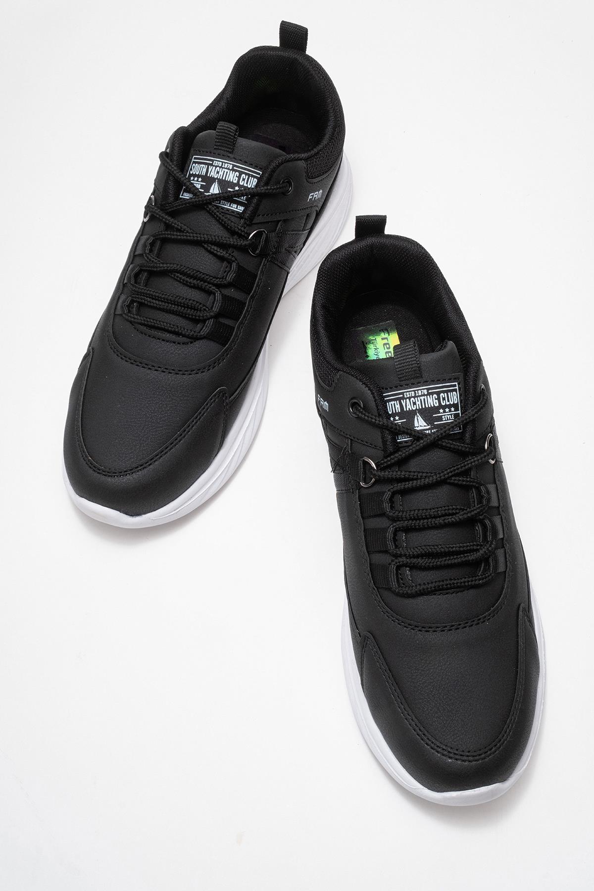 Bağcıklı Erkek Spor Ayakkabı SİYAH BEYAZ - Görsel 7