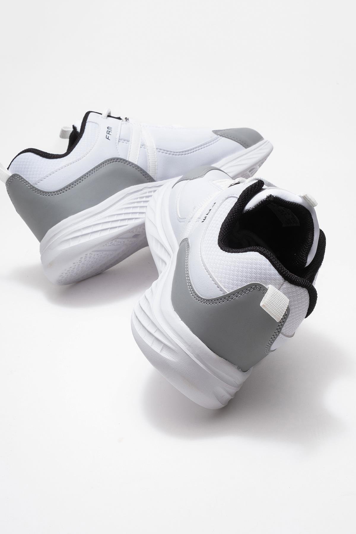 Bağcıklı Erkek Spor Ayakkabı BEYAZ GRİ SİYAH - Görsel 5