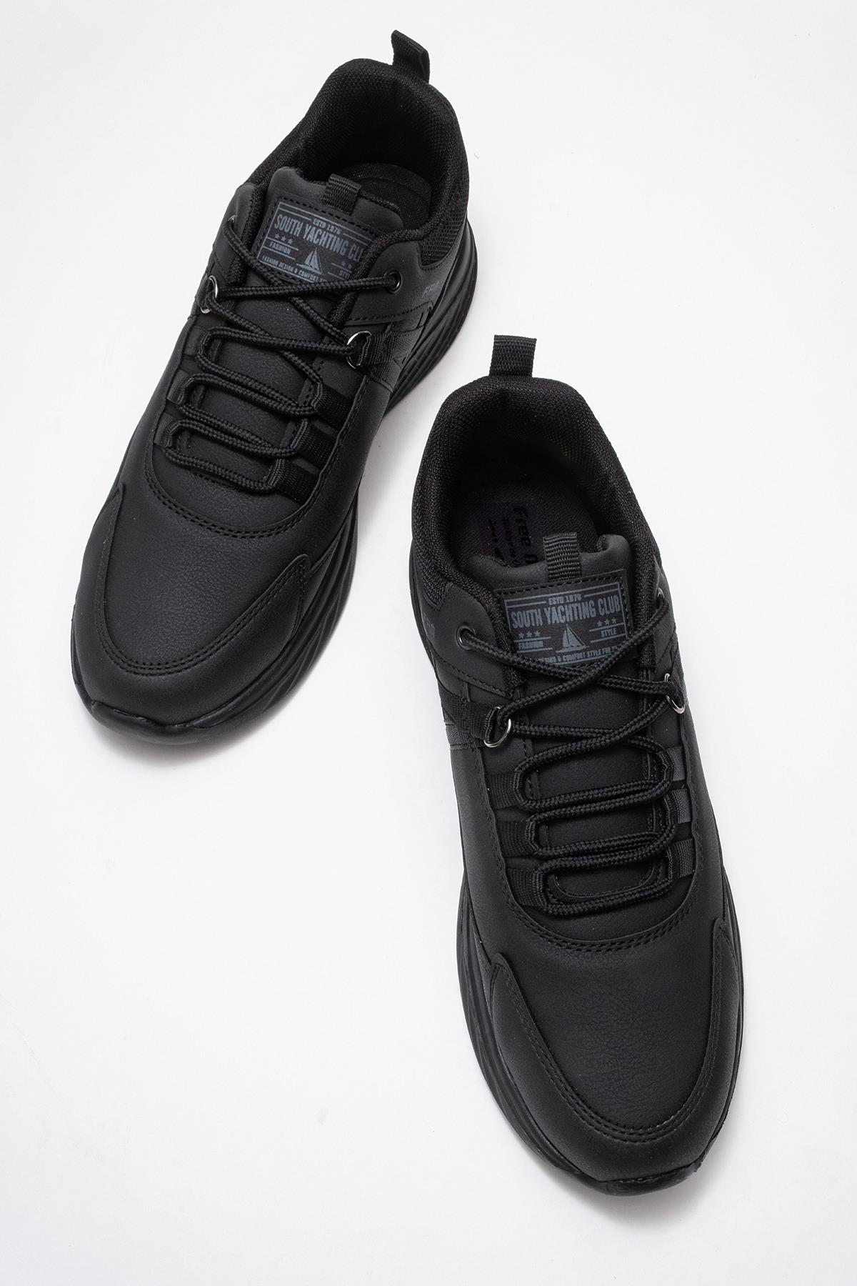 Bağcıklı Erkek Spor Ayakkabı SİYAH SİYAH - Görsel 6