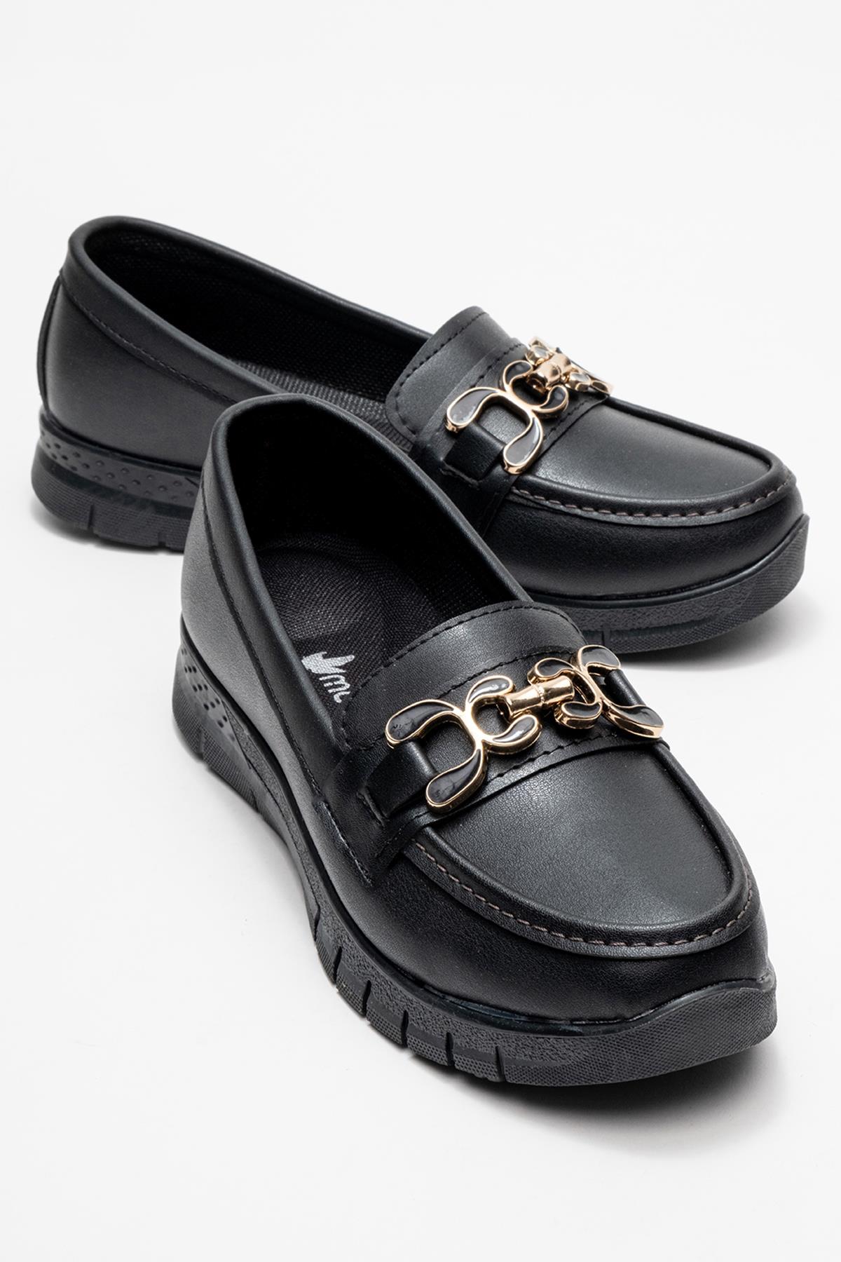 Triko Rahat Yumuşak Tabanlı Kadın Ayakkabı SİYAH CİLT - Görsel 2