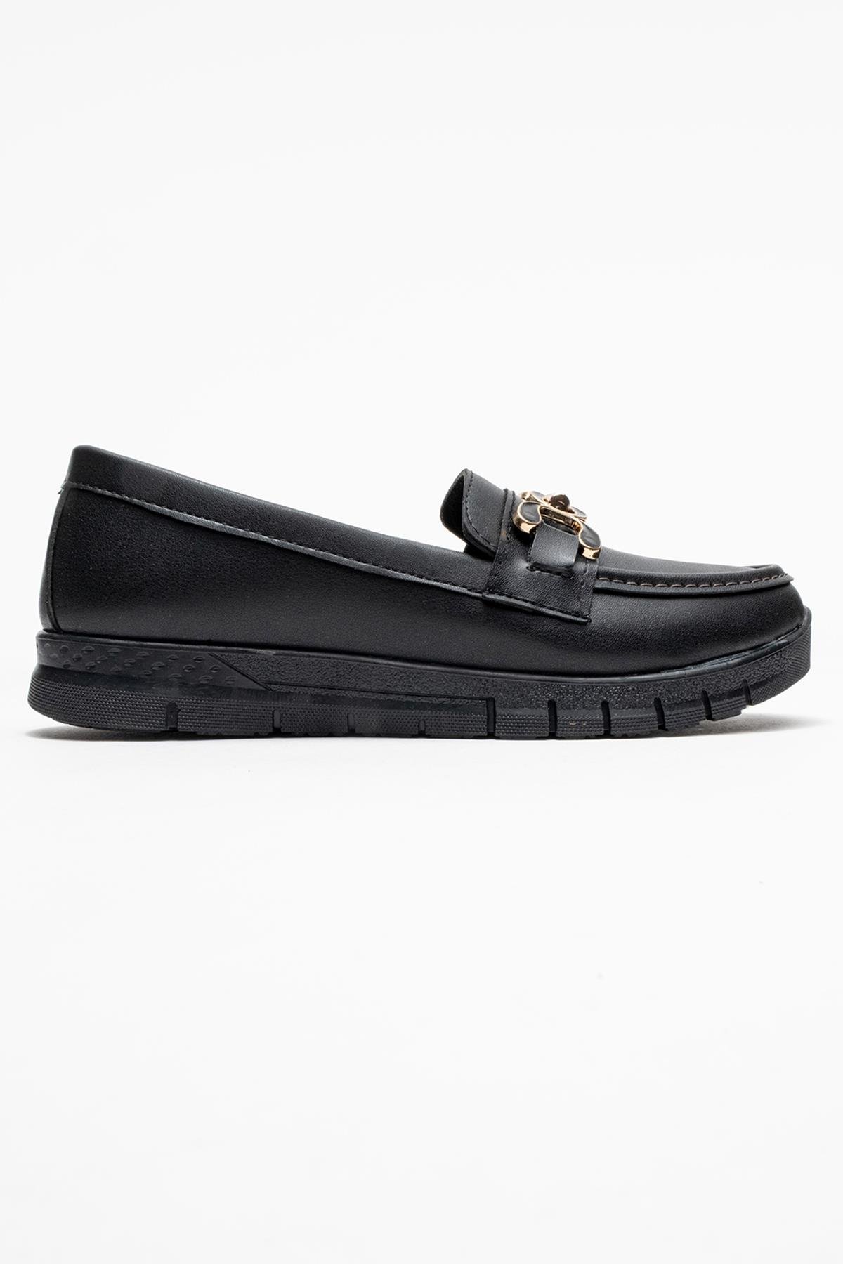 Triko Rahat Yumuşak Tabanlı Kadın Ayakkabı SİYAH CİLT - Görsel 3