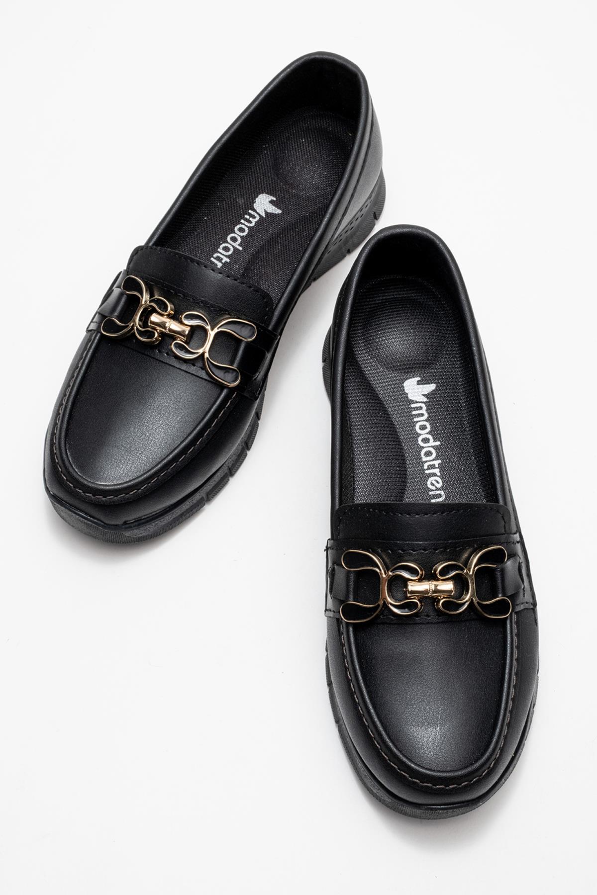 Triko Rahat Yumuşak Tabanlı Kadın Ayakkabı SİYAH CİLT - Görsel 7