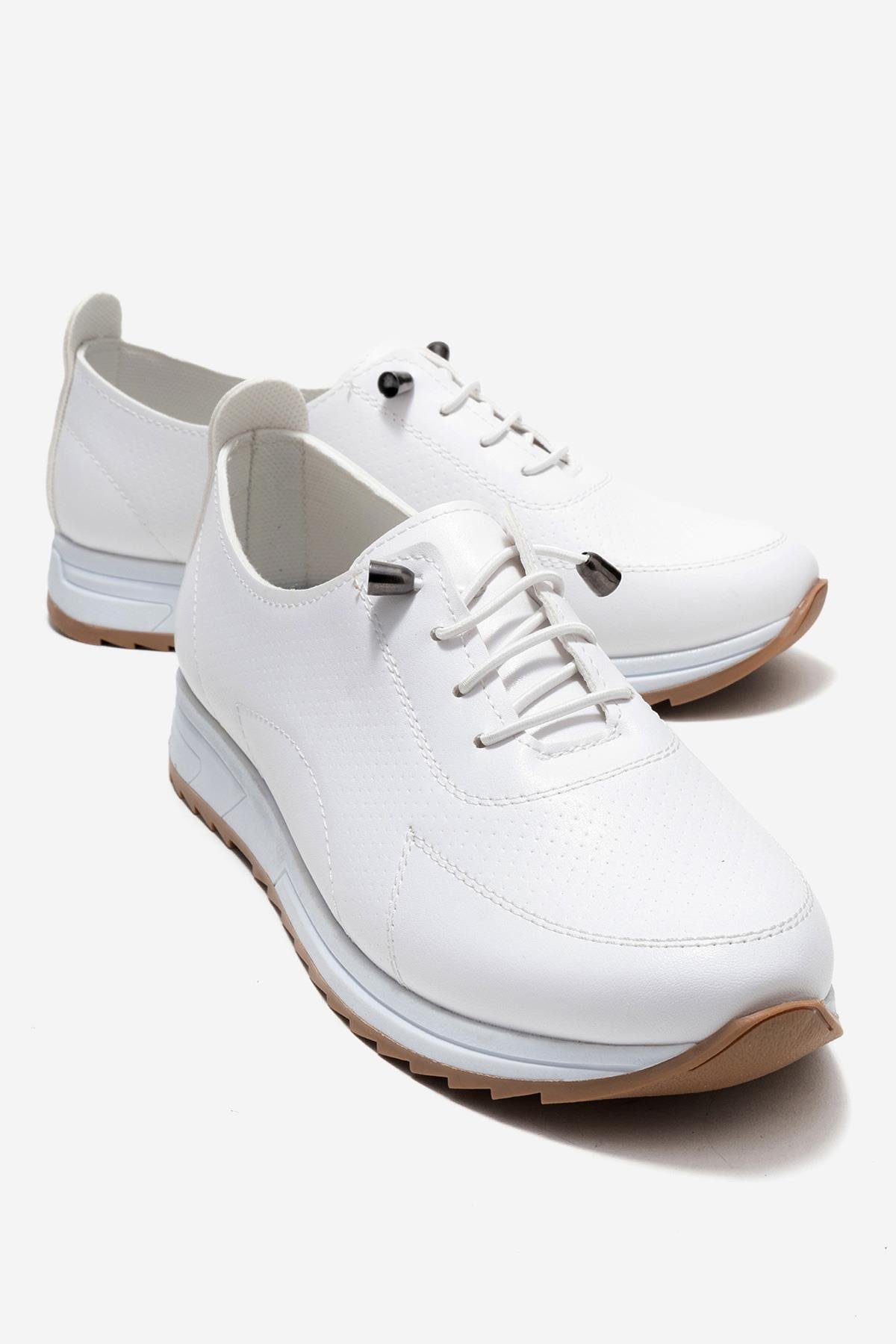Kum Baskılı Yumuşak Tabanlı Kadın Ayakkabı BEYAZ CİLT - Görsel 2