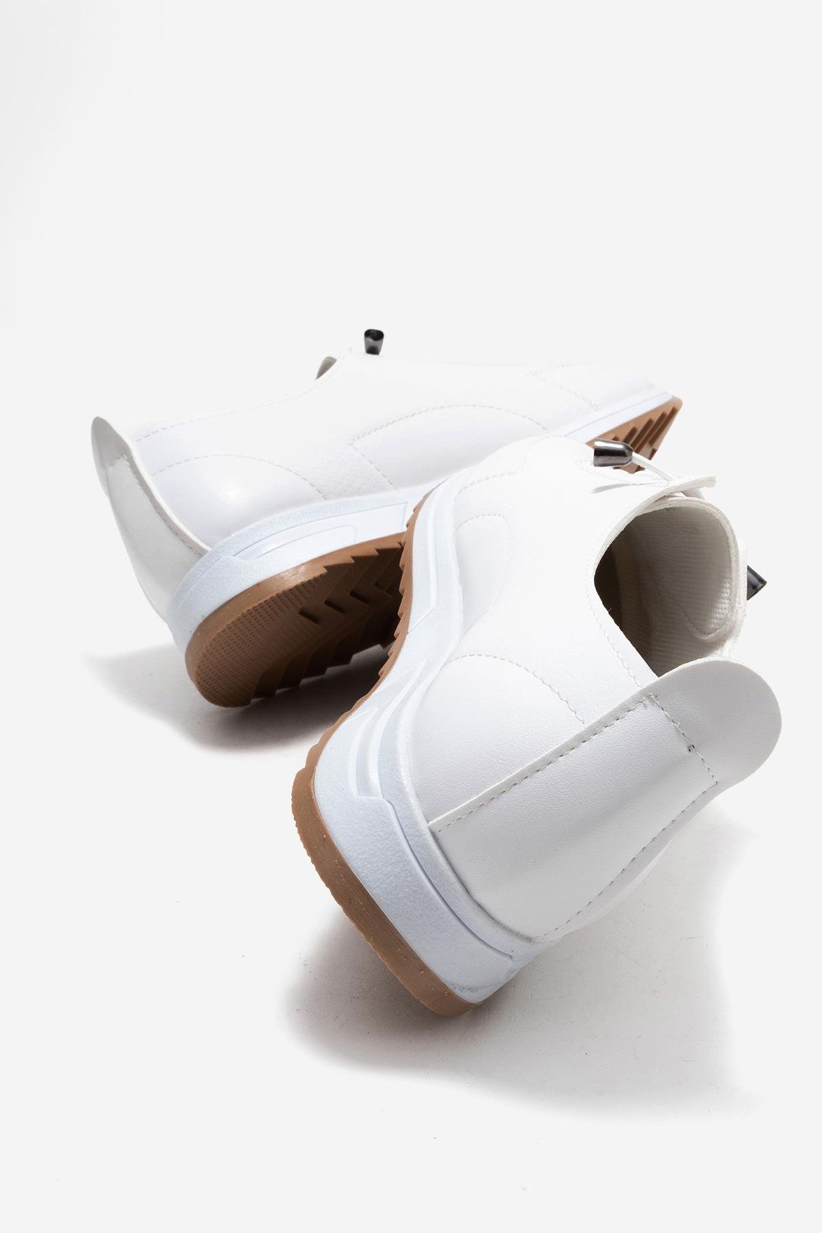 Kum Baskılı Yumuşak Tabanlı Kadın Ayakkabı BEYAZ CİLT - Görsel 5