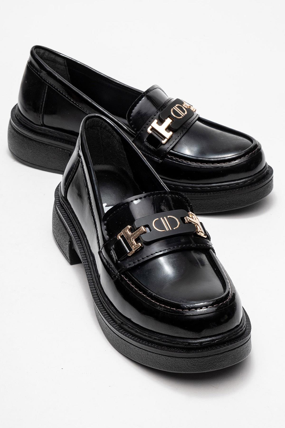 Kadın Tokalı Loafer Ayakkabı SİYAH RUGAN - Görsel 2