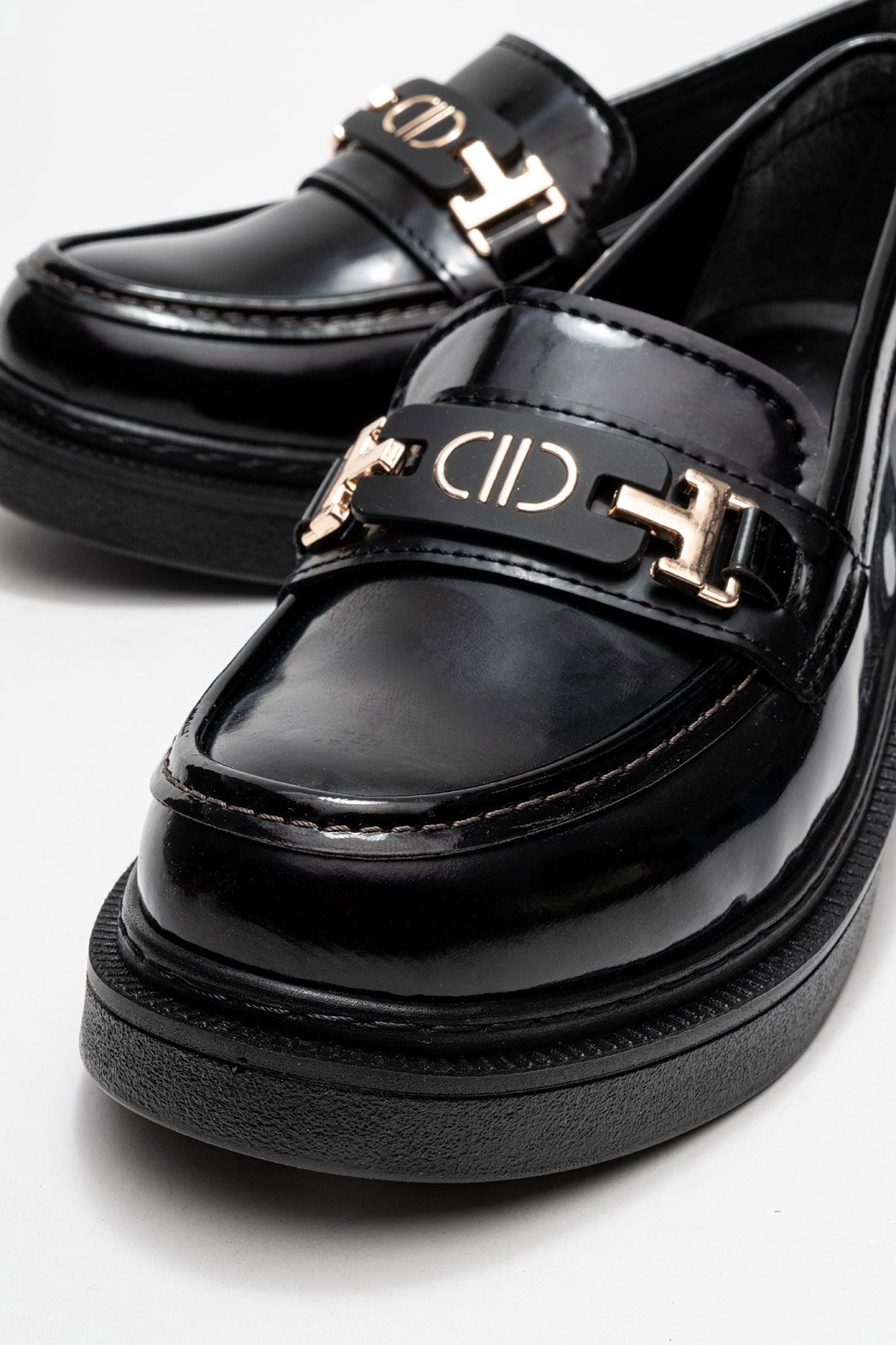 Kadın Tokalı Loafer Ayakkabı SİYAH RUGAN - Görsel 4