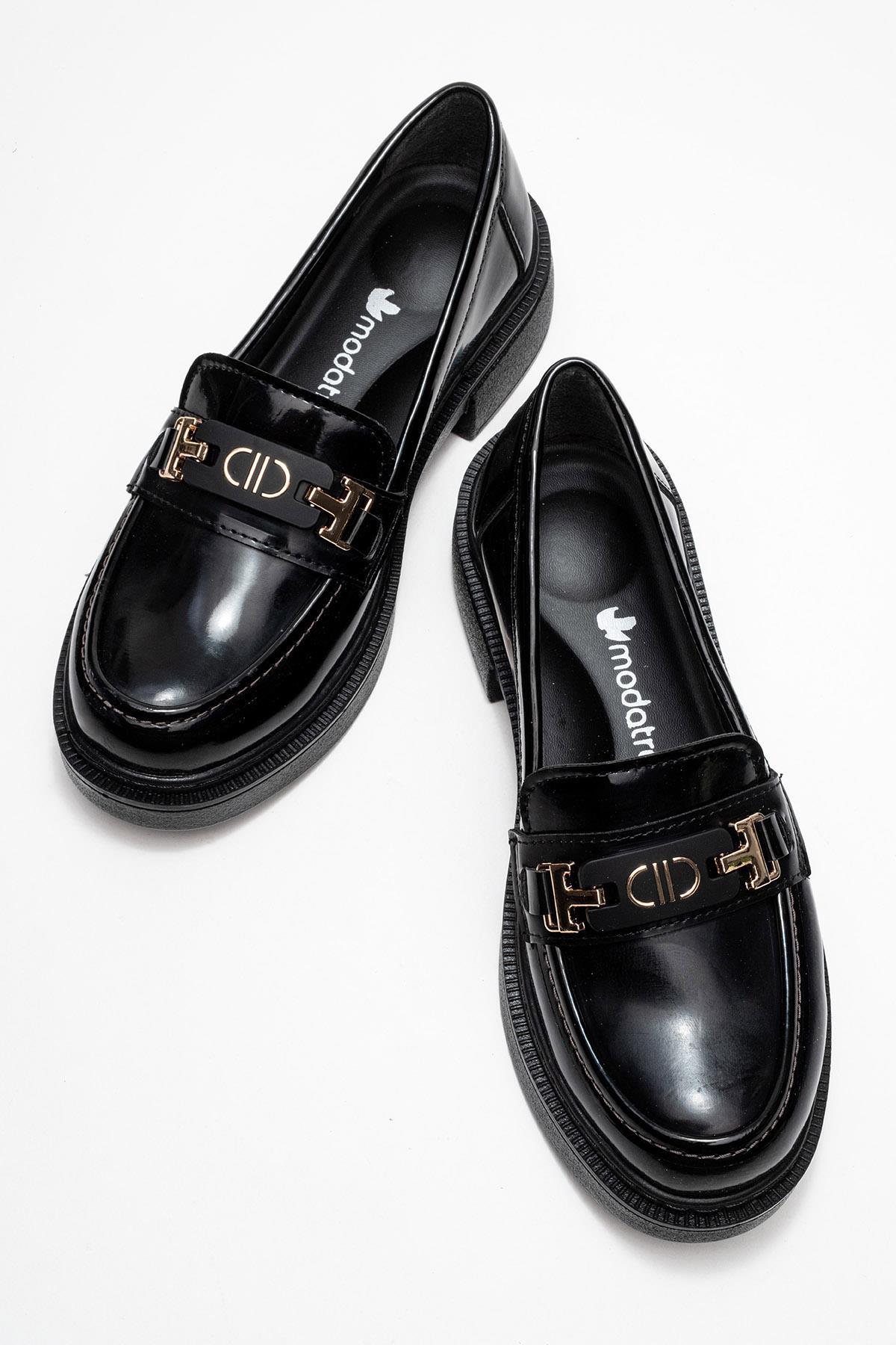 Kadın Tokalı Loafer Ayakkabı SİYAH RUGAN - Görsel 6