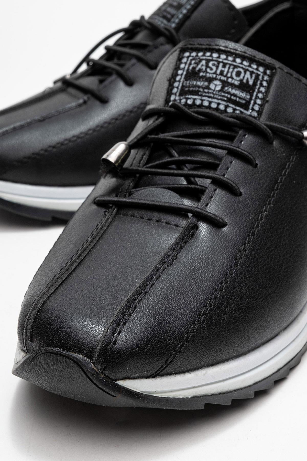 Yumuşak Tabanlı Kadın Ayakkabı SİYAH BEYAZ - Görsel 4