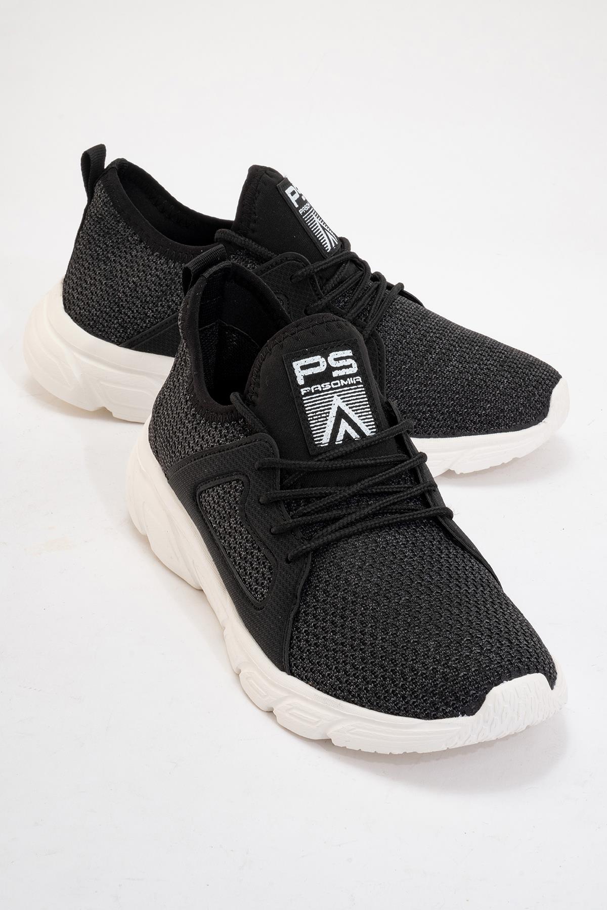 Erkek Triko Spor Ayakkabı SİYAH BEYAZ - Görsel 2