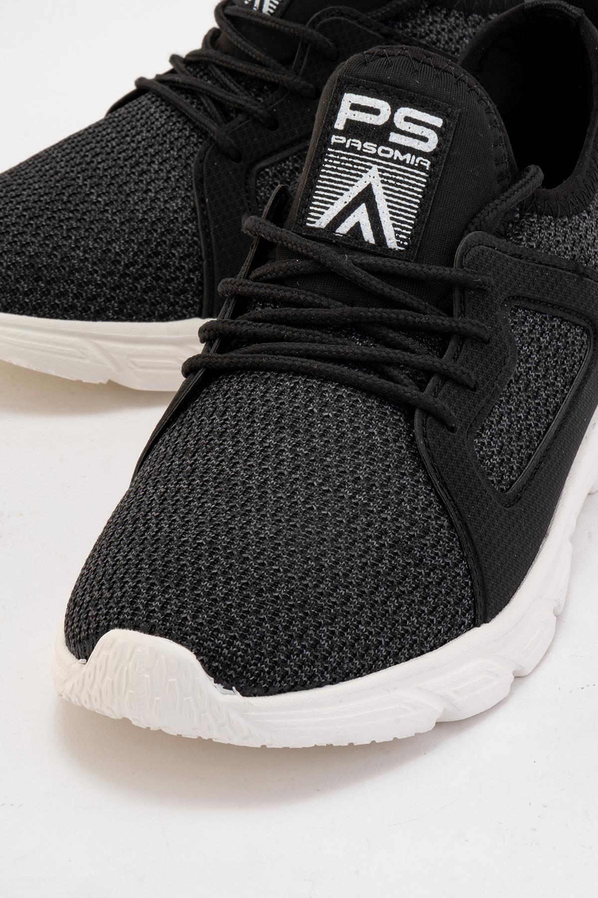 Erkek Triko Spor Ayakkabı SİYAH BEYAZ - Görsel 4