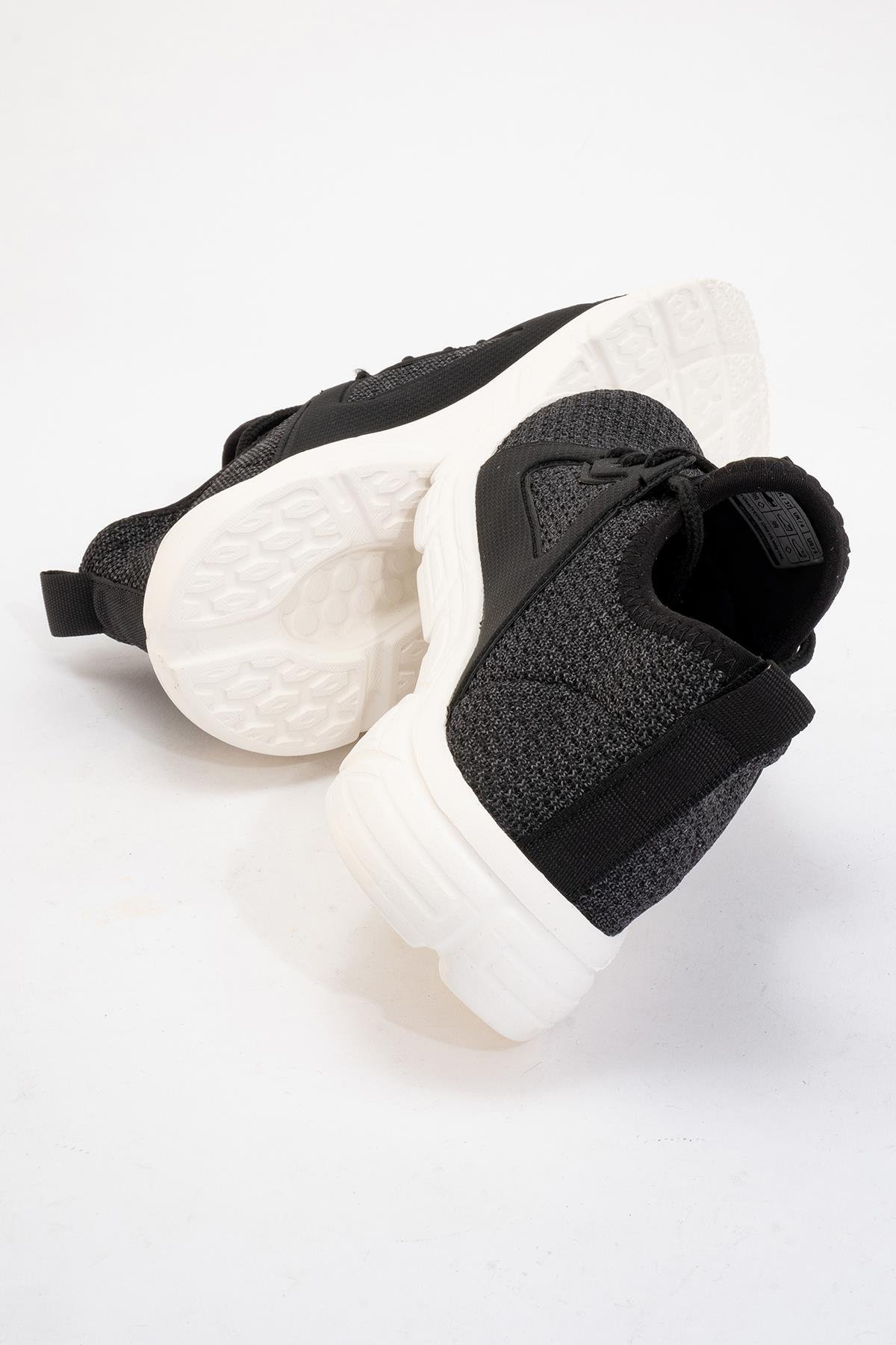 Erkek Triko Spor Ayakkabı SİYAH BEYAZ - Görsel 5