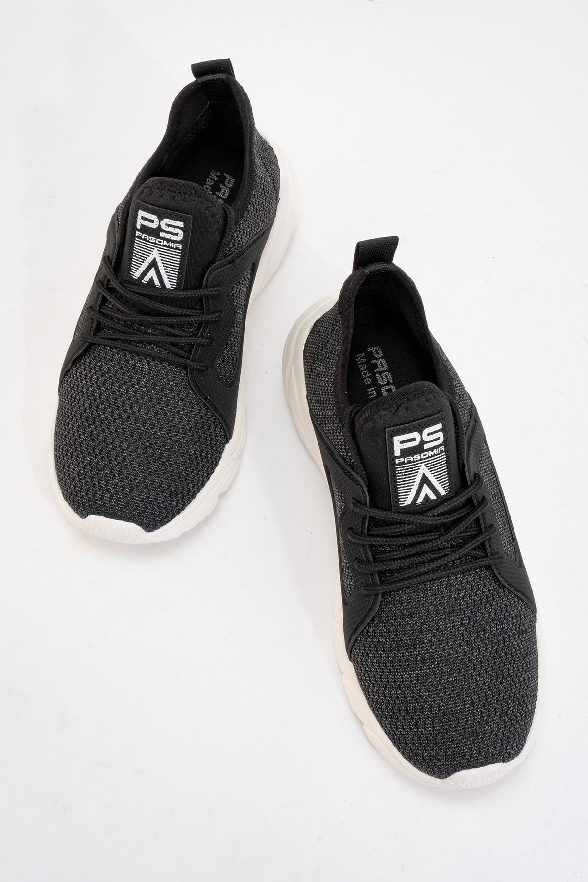 Erkek Triko Spor Ayakkabı SİYAH BEYAZ - Görsel 6