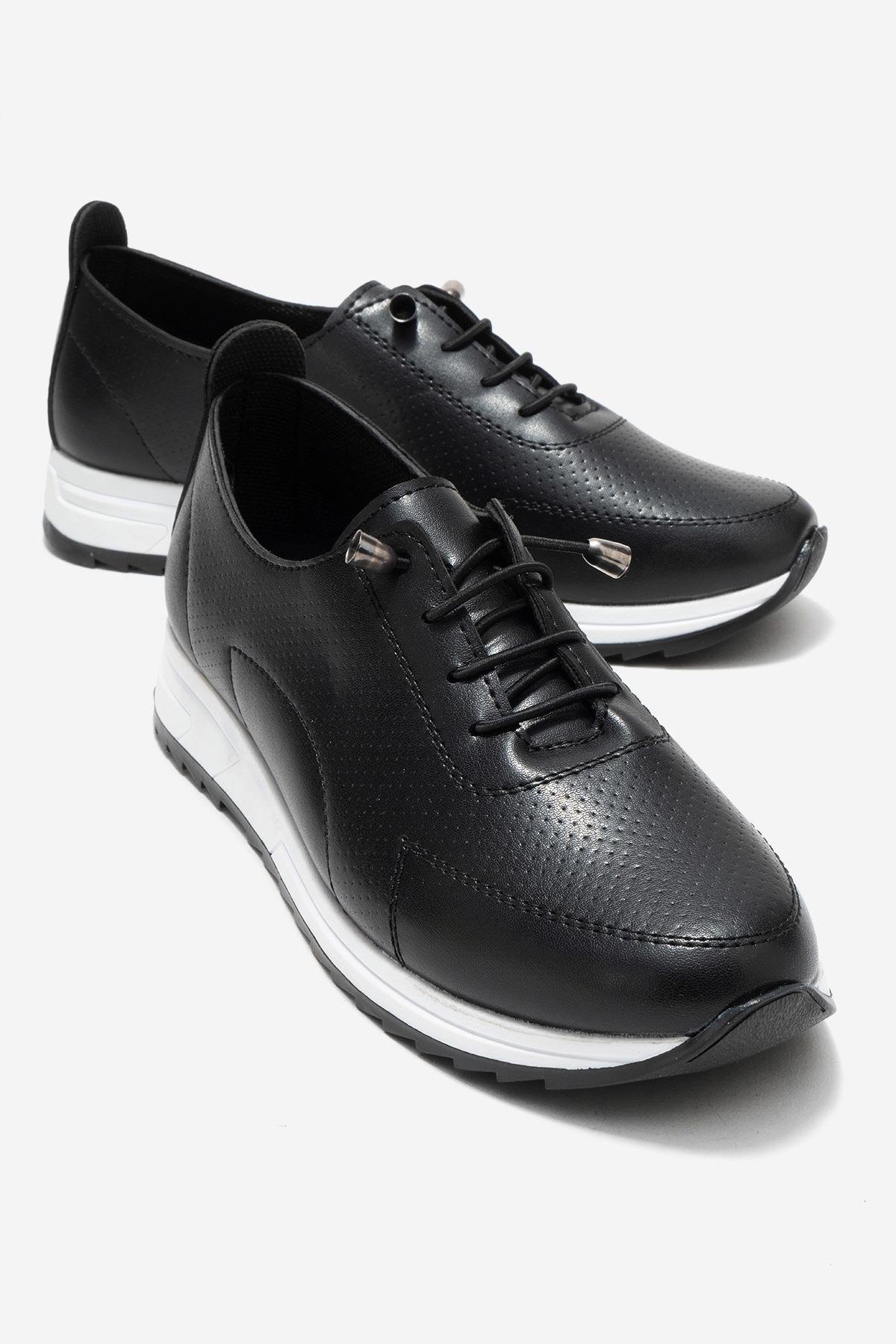 Kum Baskılı Yumuşak Tabanlı Kadın Ayakkabı SİYAH CİLT - Görsel 2