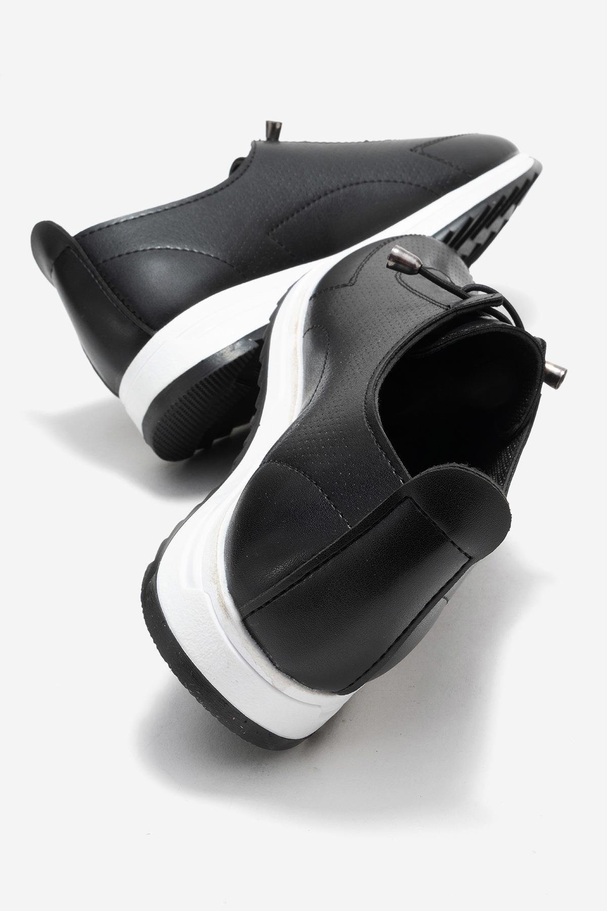 Kum Baskılı Yumuşak Tabanlı Kadın Ayakkabı SİYAH CİLT - Görsel 5