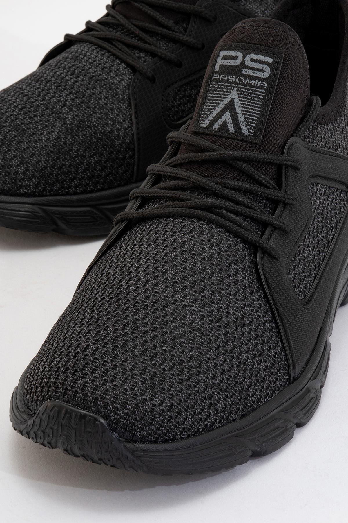 Erkek Triko Spor Ayakkabı SİYAH SİYAH - Görsel 4