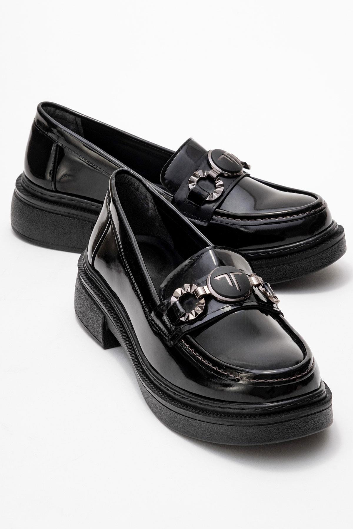 Kadın Aksesuar Tokalı Loafer Ayakkabı SİYAH RUGAN - Görsel 2