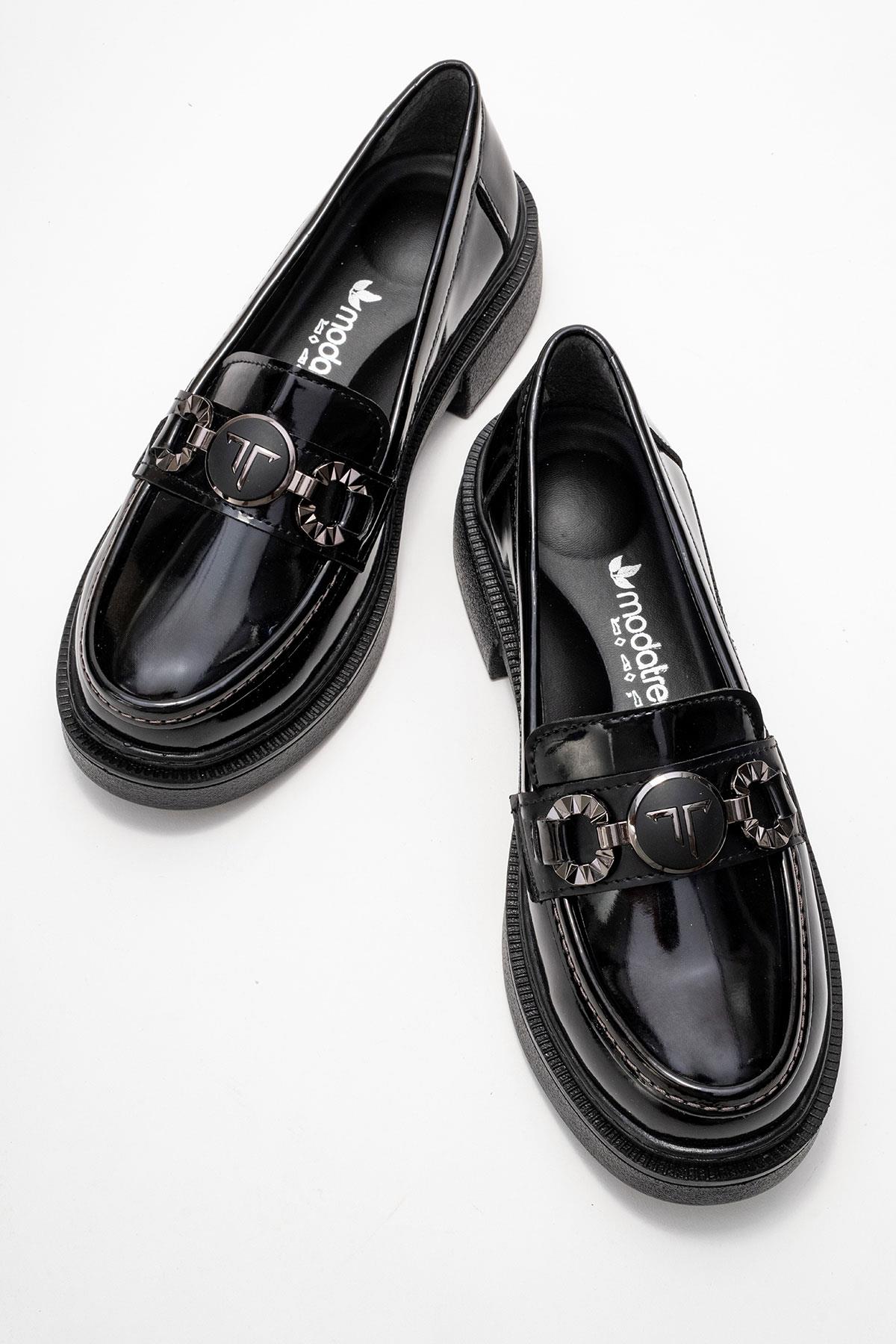 Kadın Aksesuar Tokalı Loafer Ayakkabı SİYAH RUGAN - Görsel 6