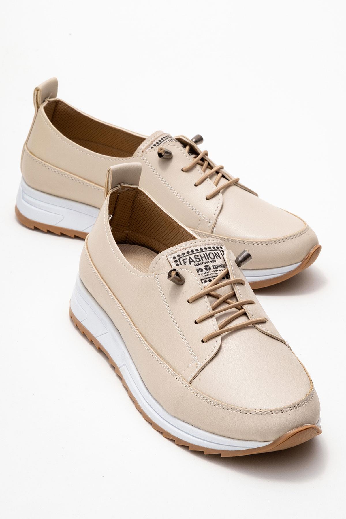 Yumuşak Tabanlı Kadın Ayakkabı BEJ BEYAZ - Görsel 2