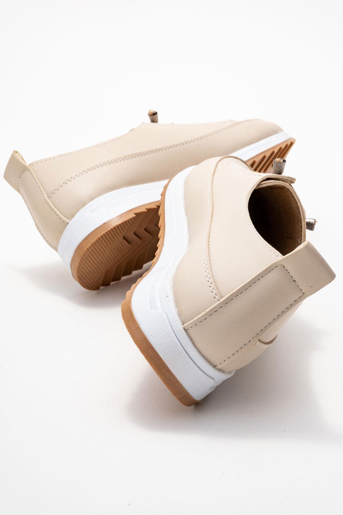 Yumuşak Tabanlı Kadın Ayakkabı BEJ BEYAZ - Görsel 5