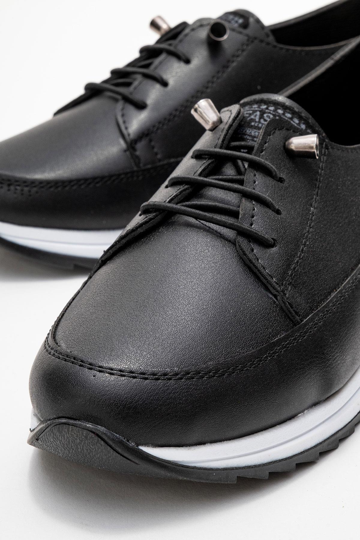 Yumuşak Tabanlı Kadın Ayakkabı SİYAH BEYAZ - Görsel 4