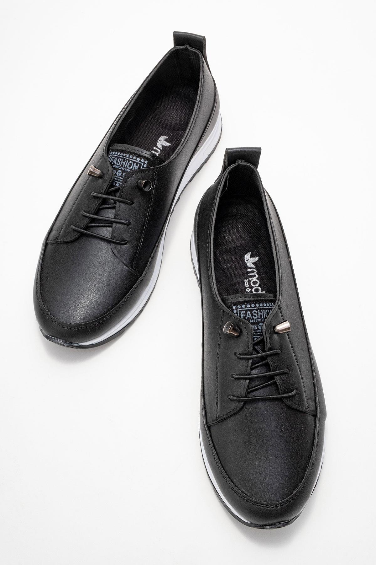 Yumuşak Tabanlı Kadın Ayakkabı SİYAH BEYAZ - Görsel 6