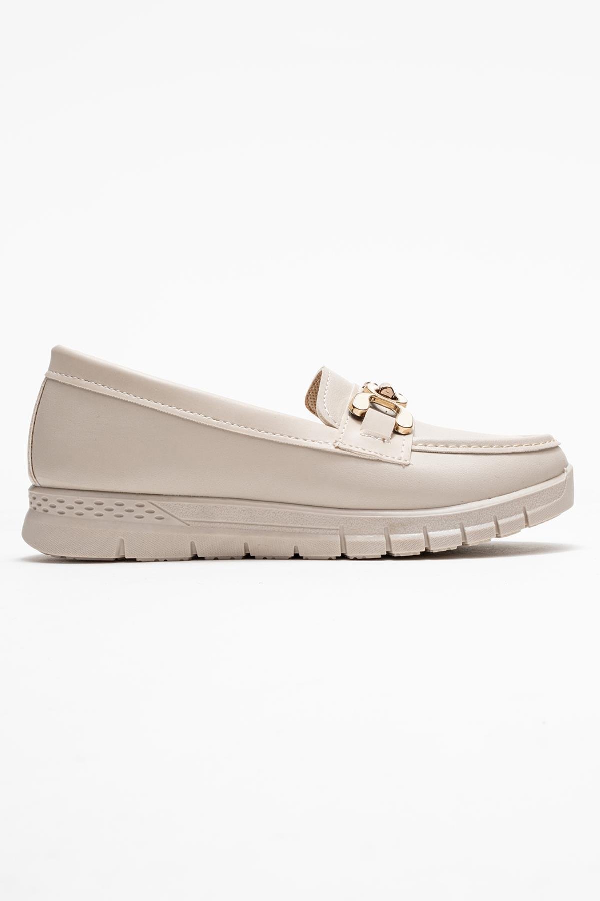 Triko Rahat Yumuşak Tabanlı Kadın Ayakkabı BEJ CİLT - Görsel 3