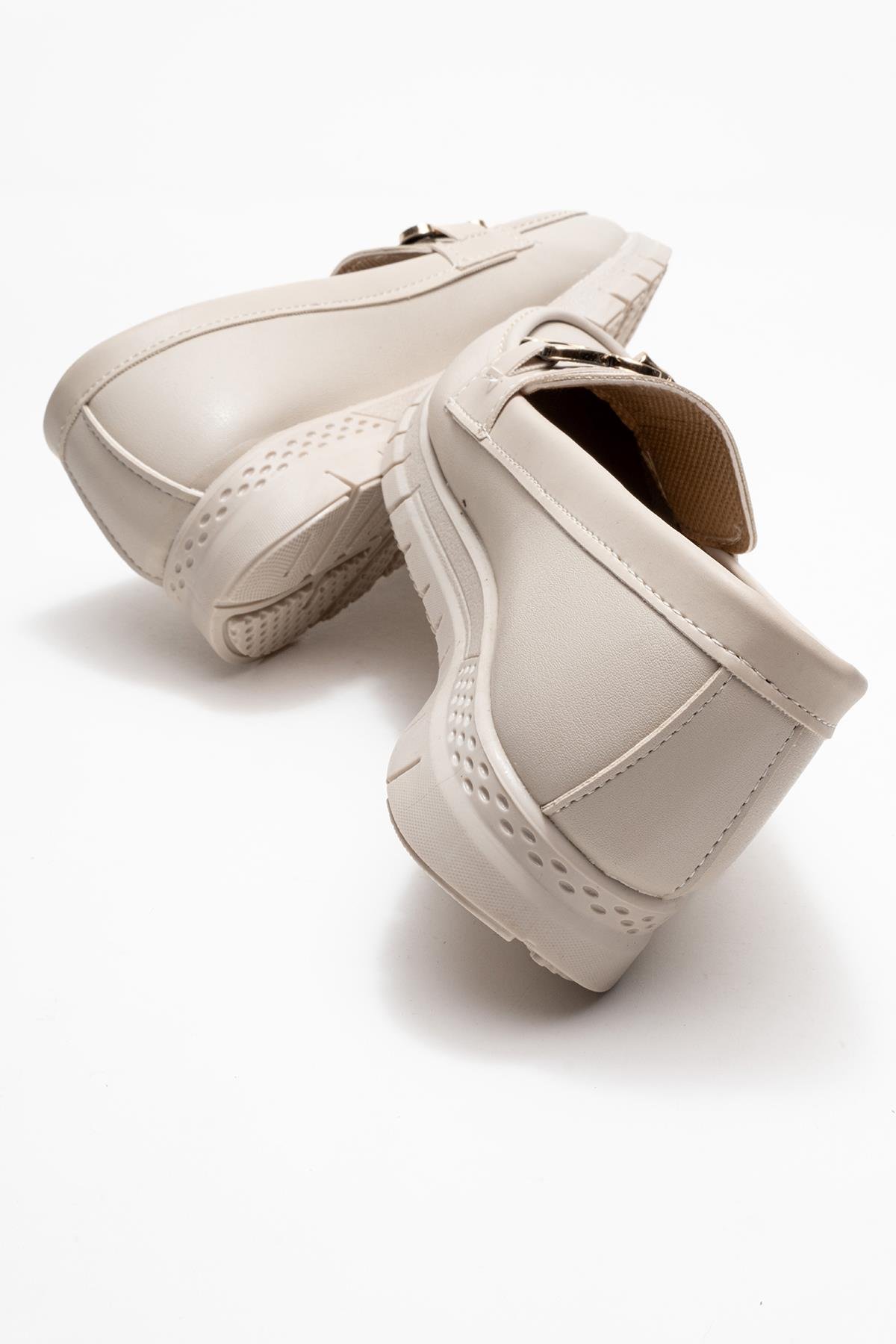 Triko Rahat Yumuşak Tabanlı Kadın Ayakkabı BEJ CİLT - Görsel 5