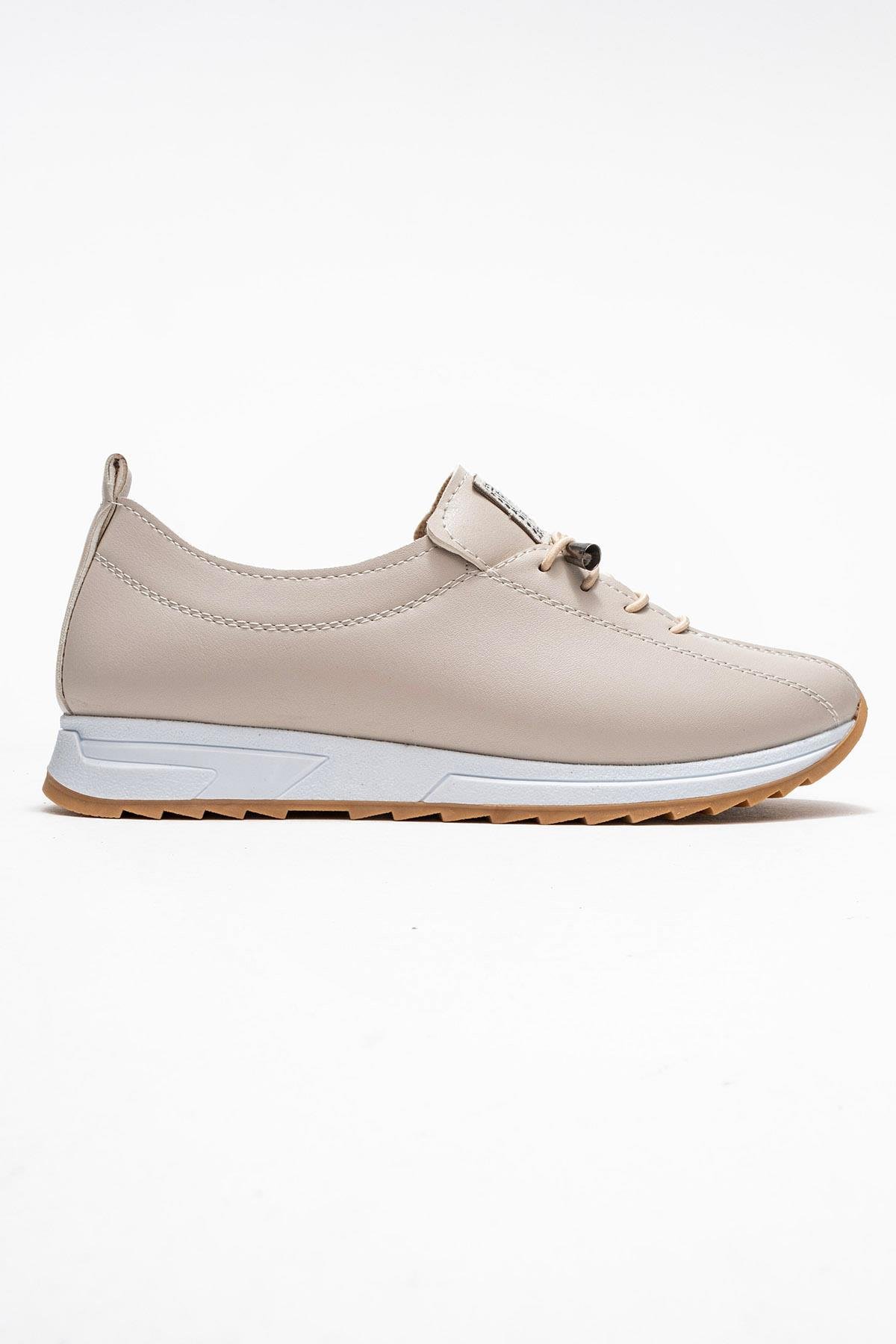 Yumuşak Tabanlı Kadın Ayakkabı BEJ BEYAZ - Görsel 3