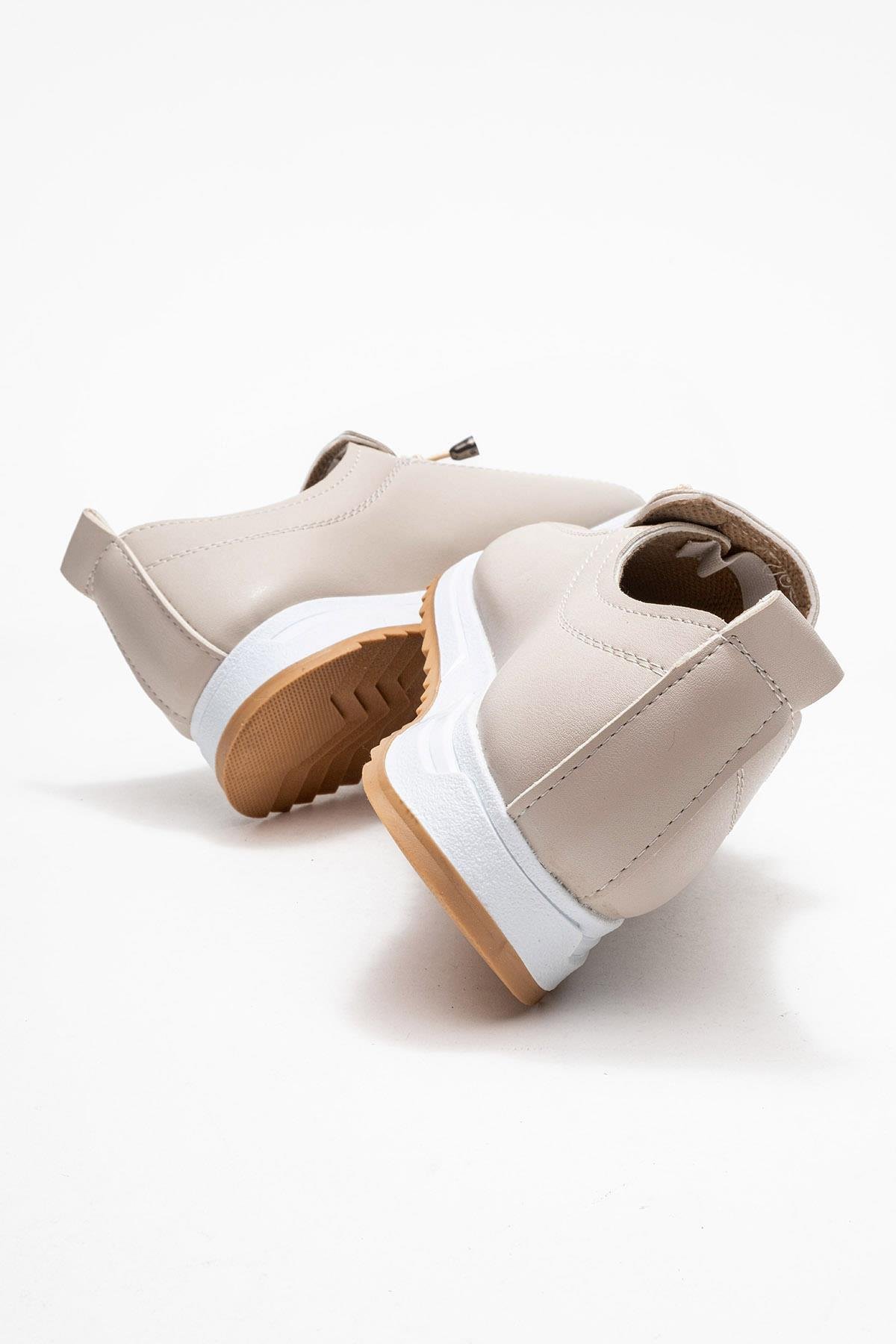 Yumuşak Tabanlı Kadın Ayakkabı BEJ BEYAZ - Görsel 5