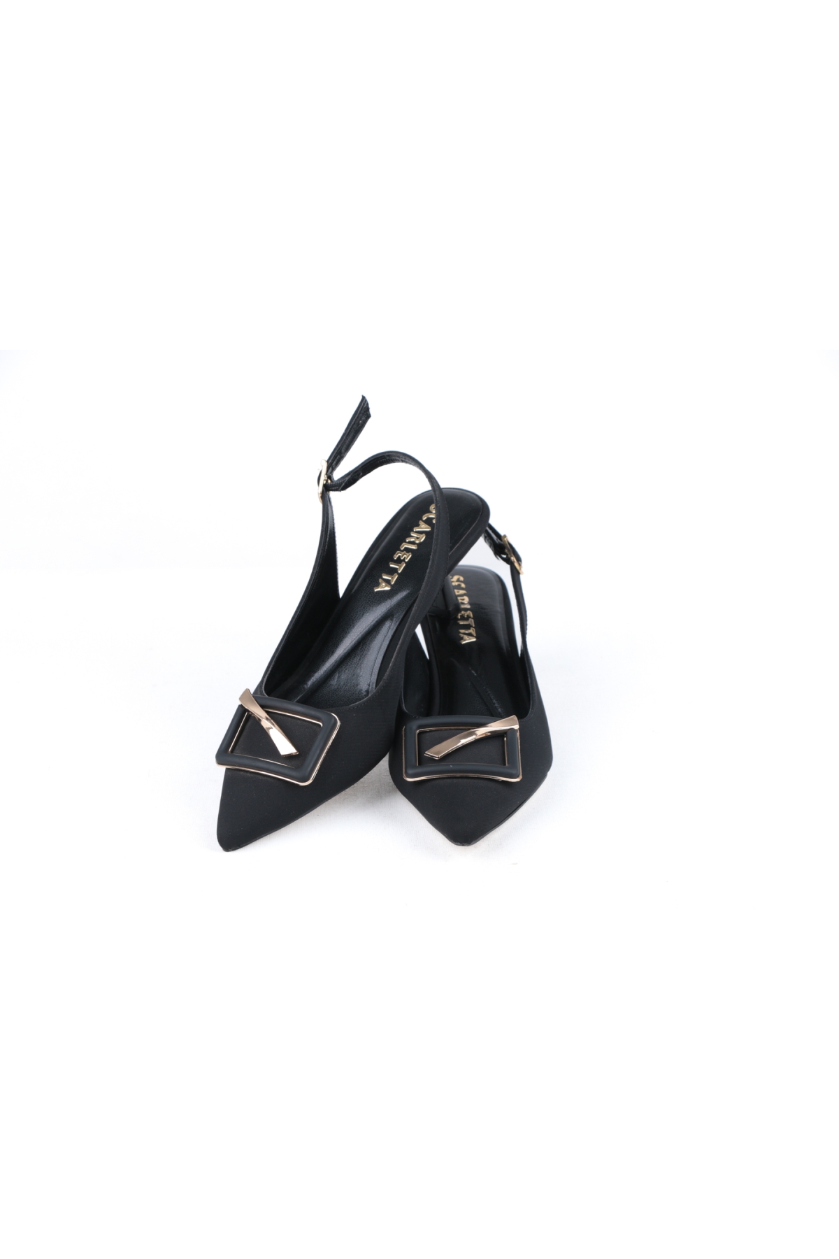 5 Cm Saten Kumaş Arka Açık Topuklu Kadın Ayakkabı - Görsel 3