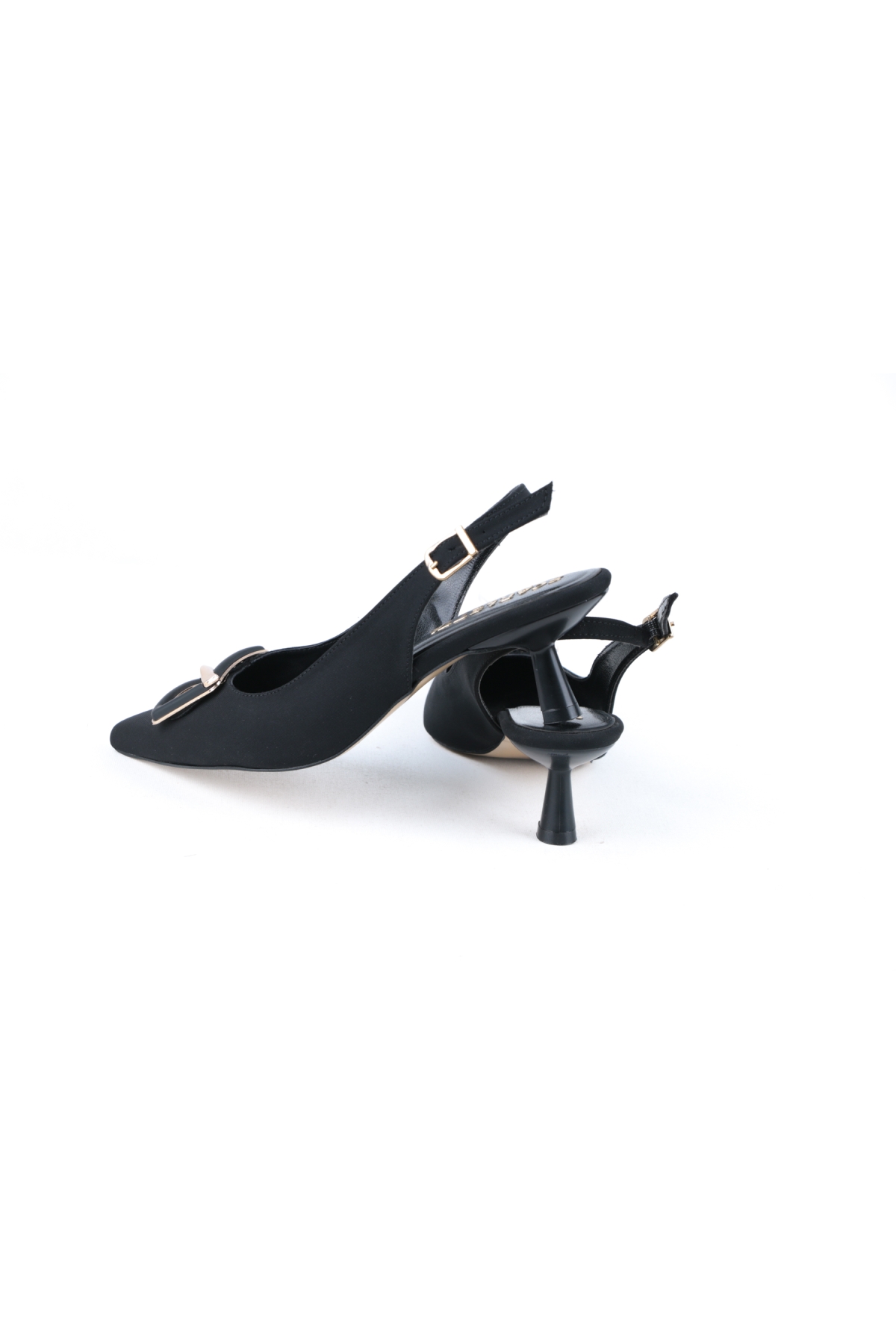 5 Cm Saten Kumaş Arka Açık Topuklu Kadın Ayakkabı - Görsel 5