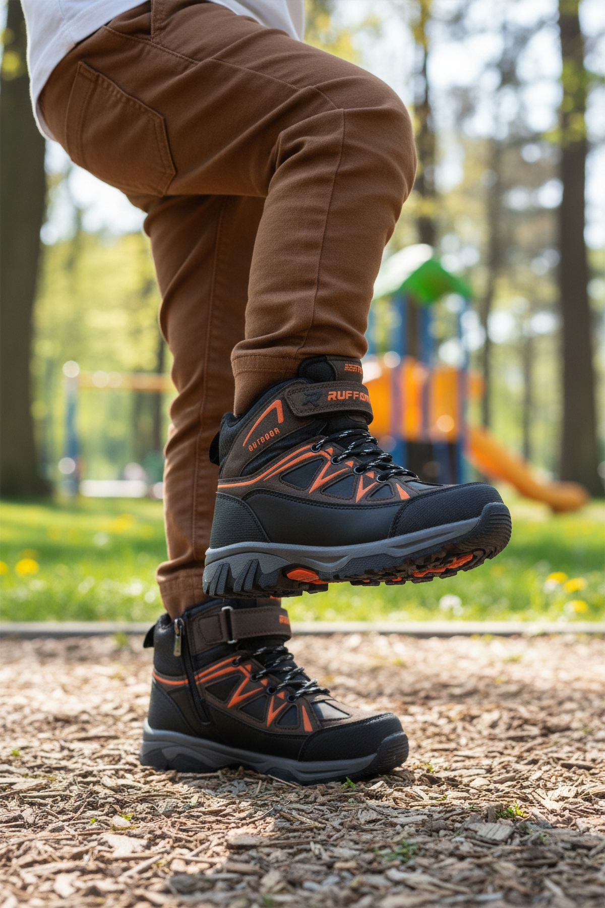 Kahve Turuncu Polarlı Kaymaz Erkek Çocuk Outdoor Bot 2301 F - Görsel 4