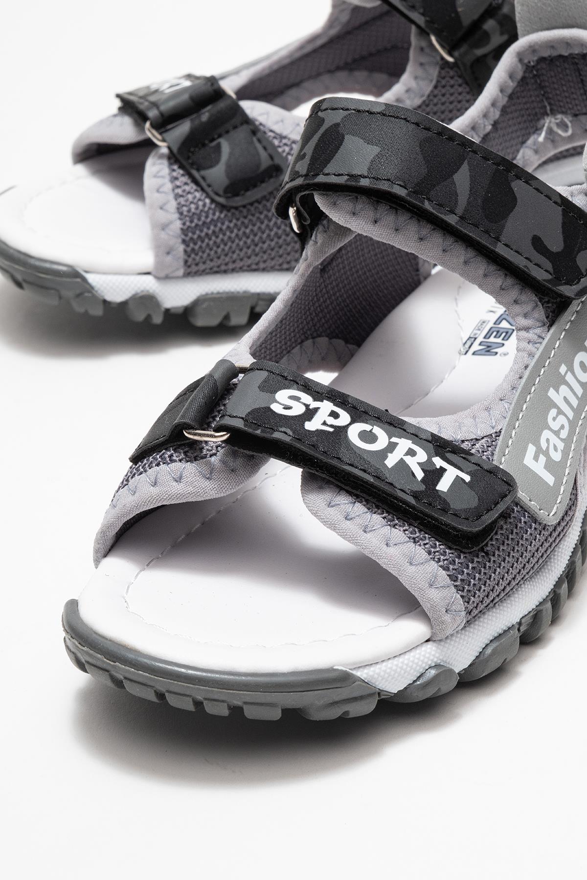 Çocuk Cırtlı Spor Sandalet FÜME KAMUFLAJ - Görsel 4