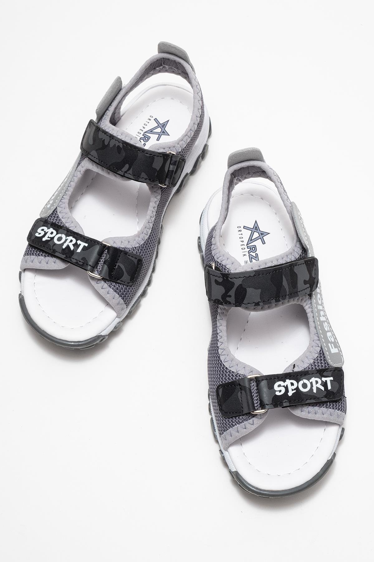 Çocuk Cırtlı Spor Sandalet FÜME KAMUFLAJ - Görsel 7