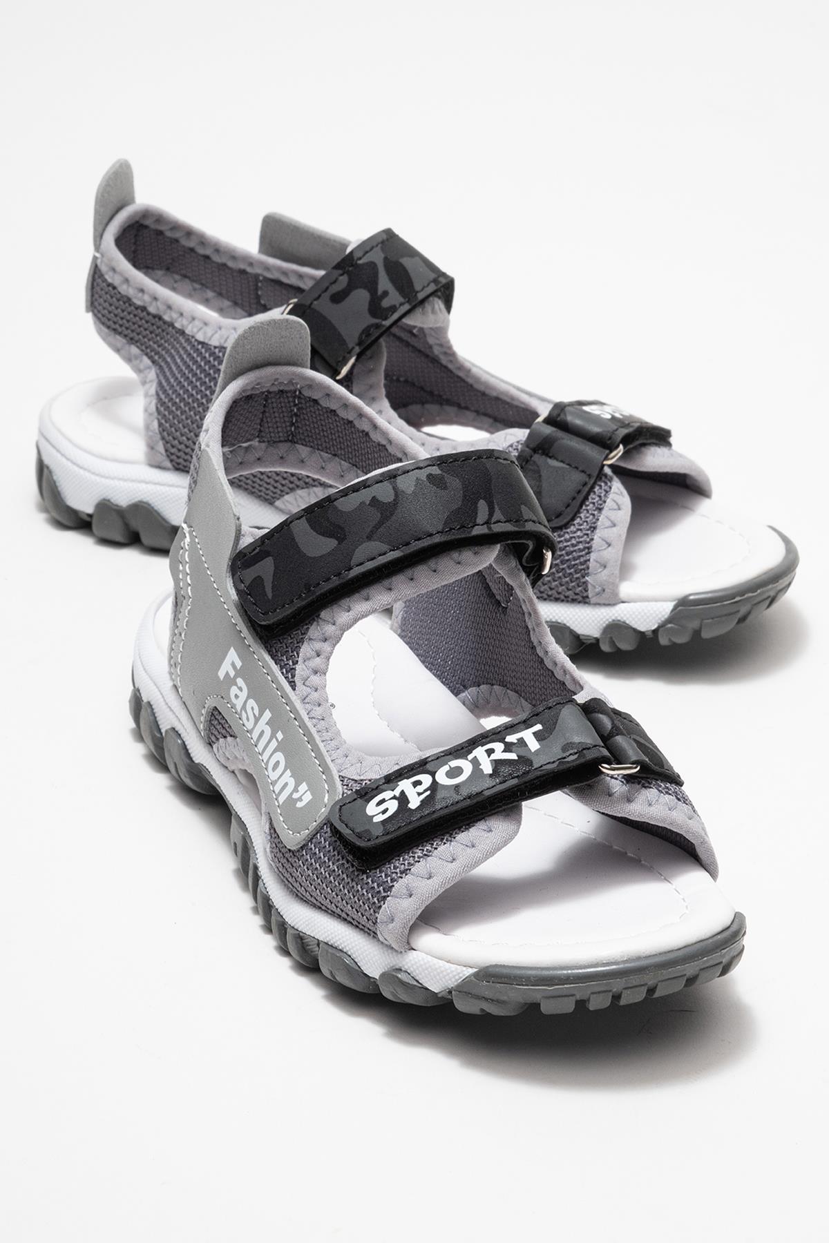 Çocuk Cırtlı Spor Sandalet FÜME KAMUFLAJ - Görsel 2