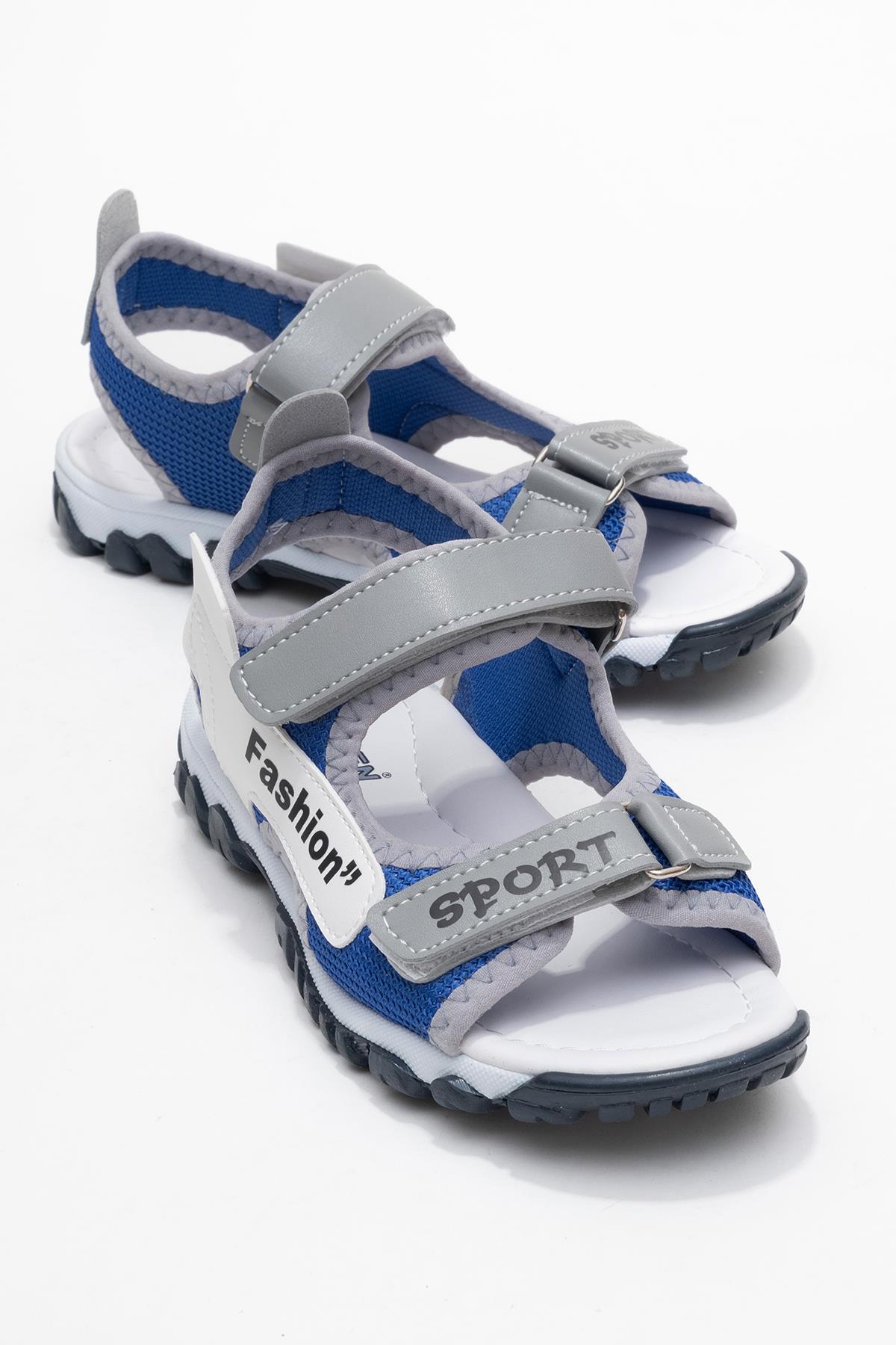 Çocuk Cırtlı Spor Sandalet FÜME BEJ SAX - Görsel 2