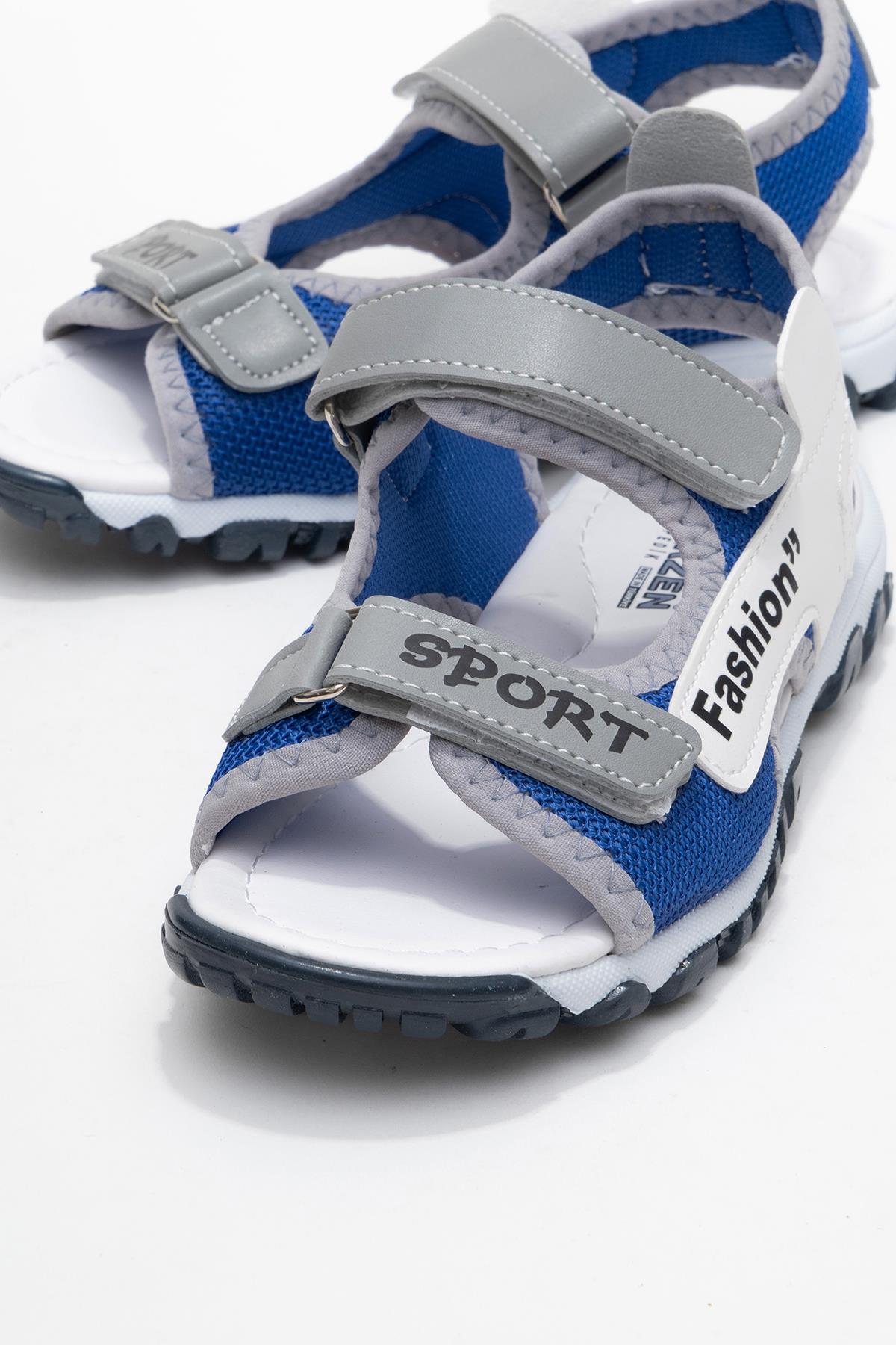 Çocuk Cırtlı Spor Sandalet FÜME BEJ SAX - Görsel 4