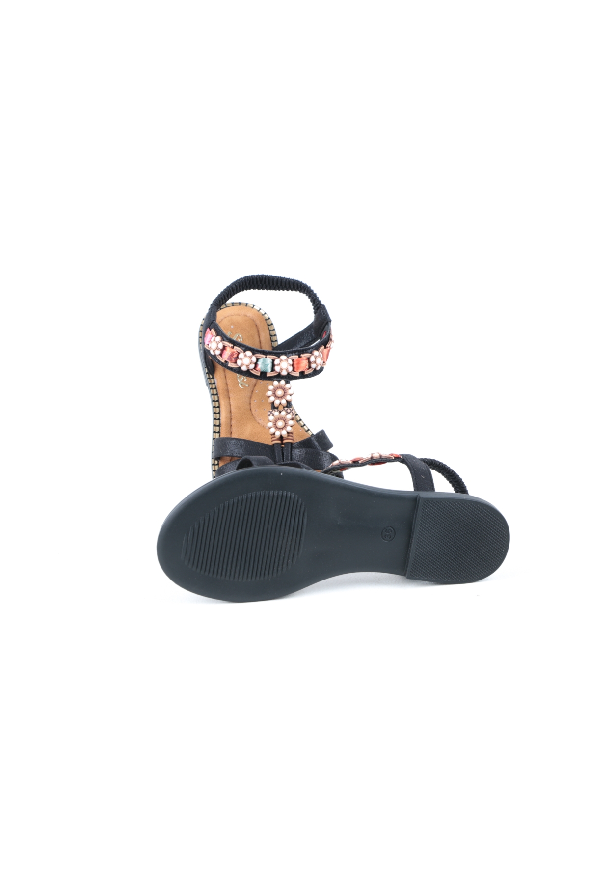 254 Siyah Ortopedik Taban Bayan Sandalet Ayakkabı - Görsel 6