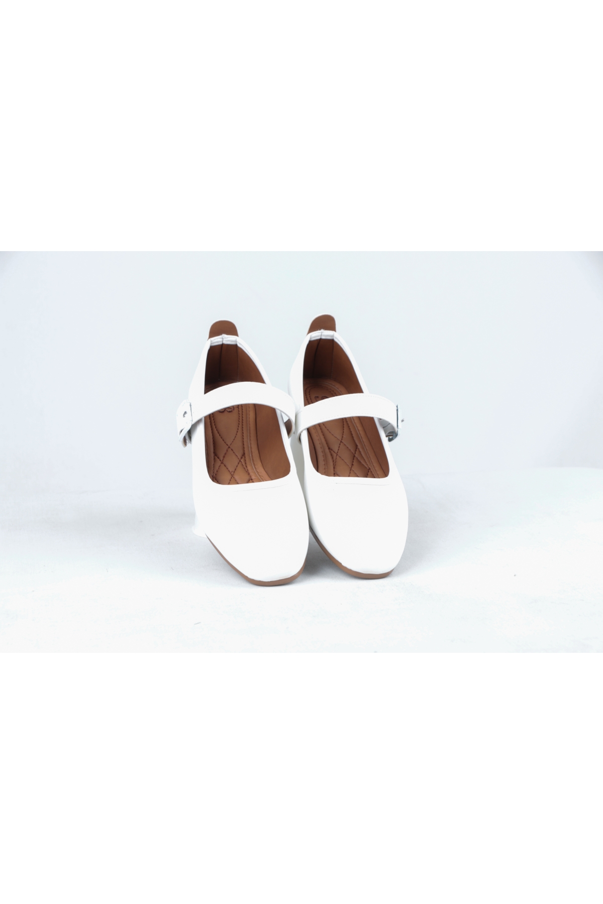 Beyaz Cilt Düz Günlük Kadın Babet Ayakkabı - Görsel 3