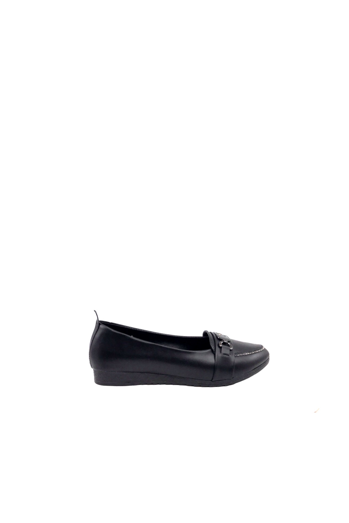 Siyah V Toka Taşlı Kadın Babet Ayakkabı - Görsel 2