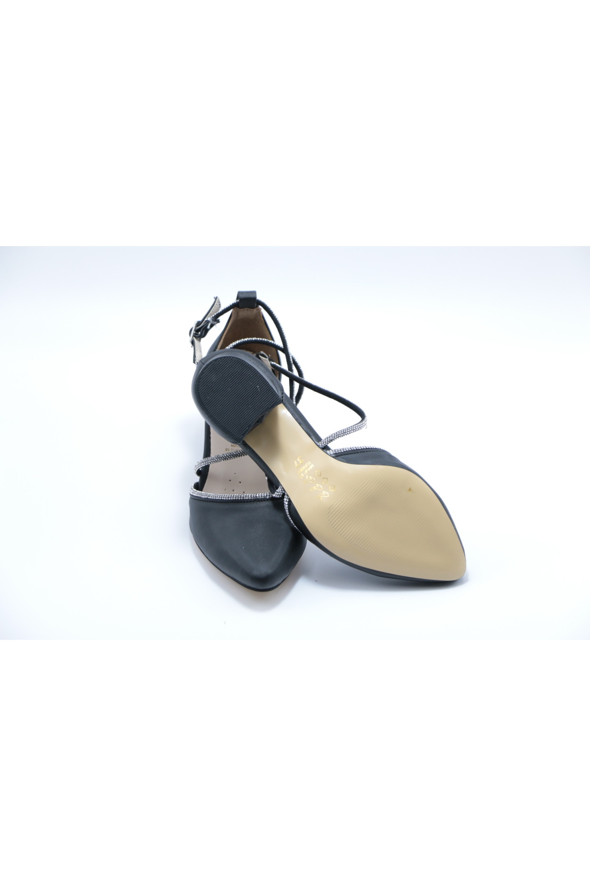 Saten Taşlı 5 Cm Kalın Topuk Topuklu Kadın Ayakkabı - Görsel 6