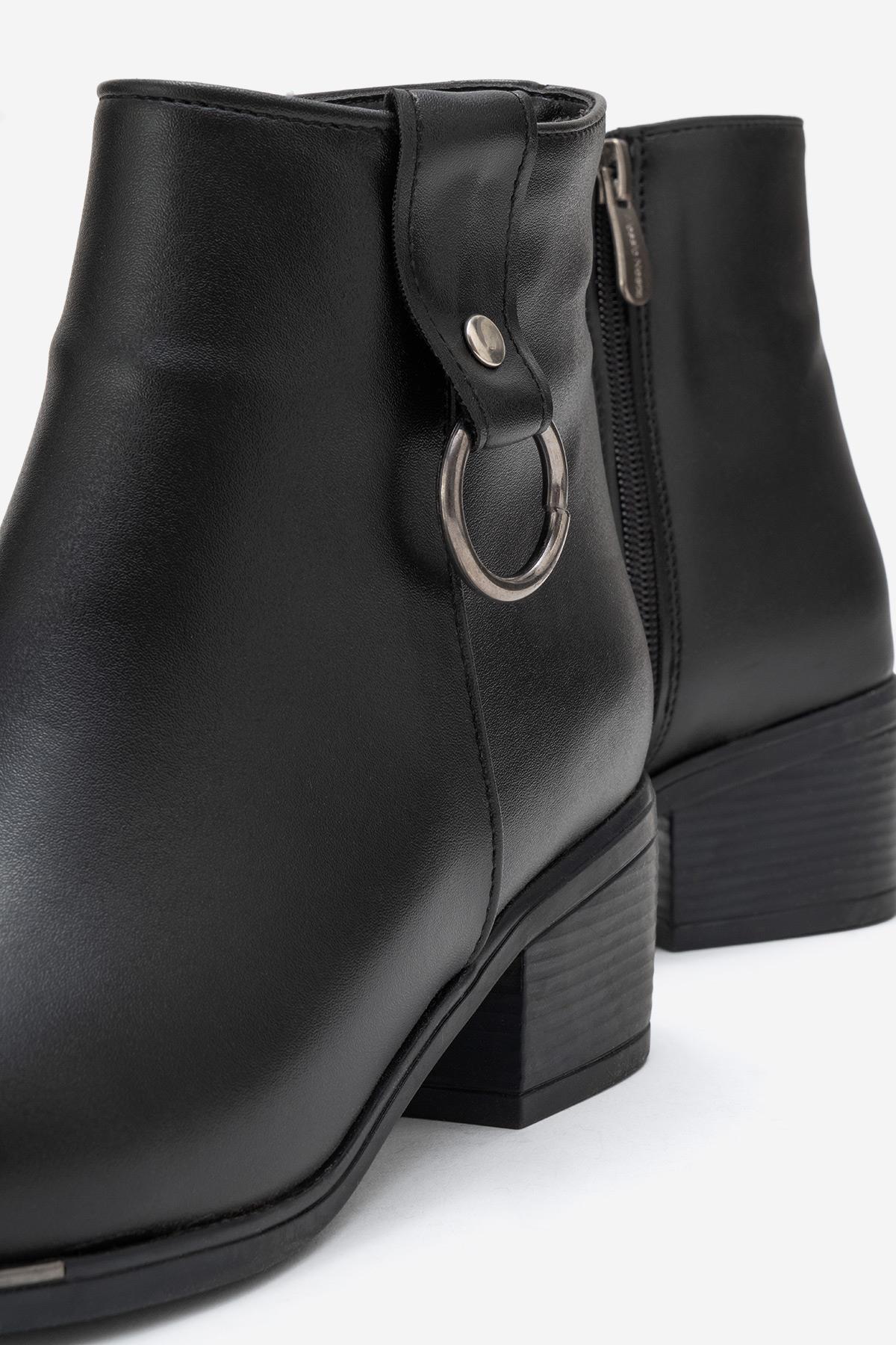 Kadın Halka Tokalı Topuklu Bot SİYAH CİLT - Görsel 4