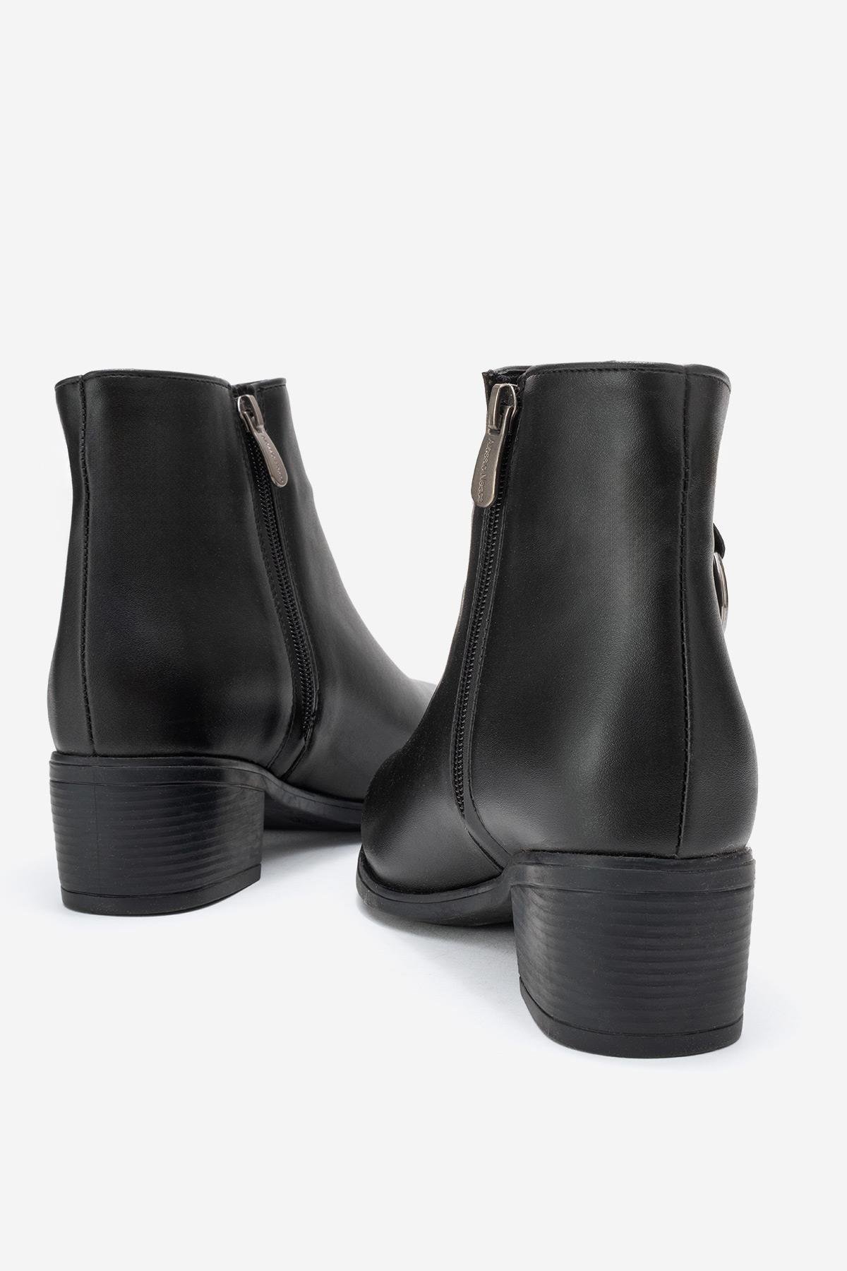 Kadın Halka Tokalı Topuklu Bot SİYAH CİLT - Görsel 5