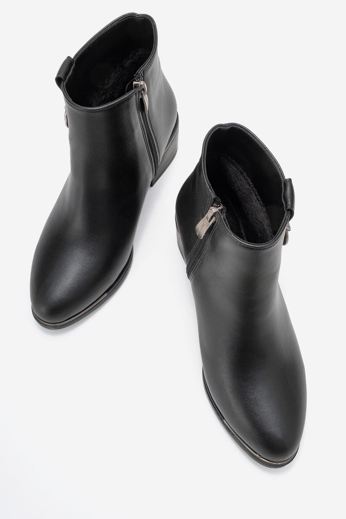 Kadın Halka Tokalı Topuklu Bot SİYAH CİLT - Görsel 6