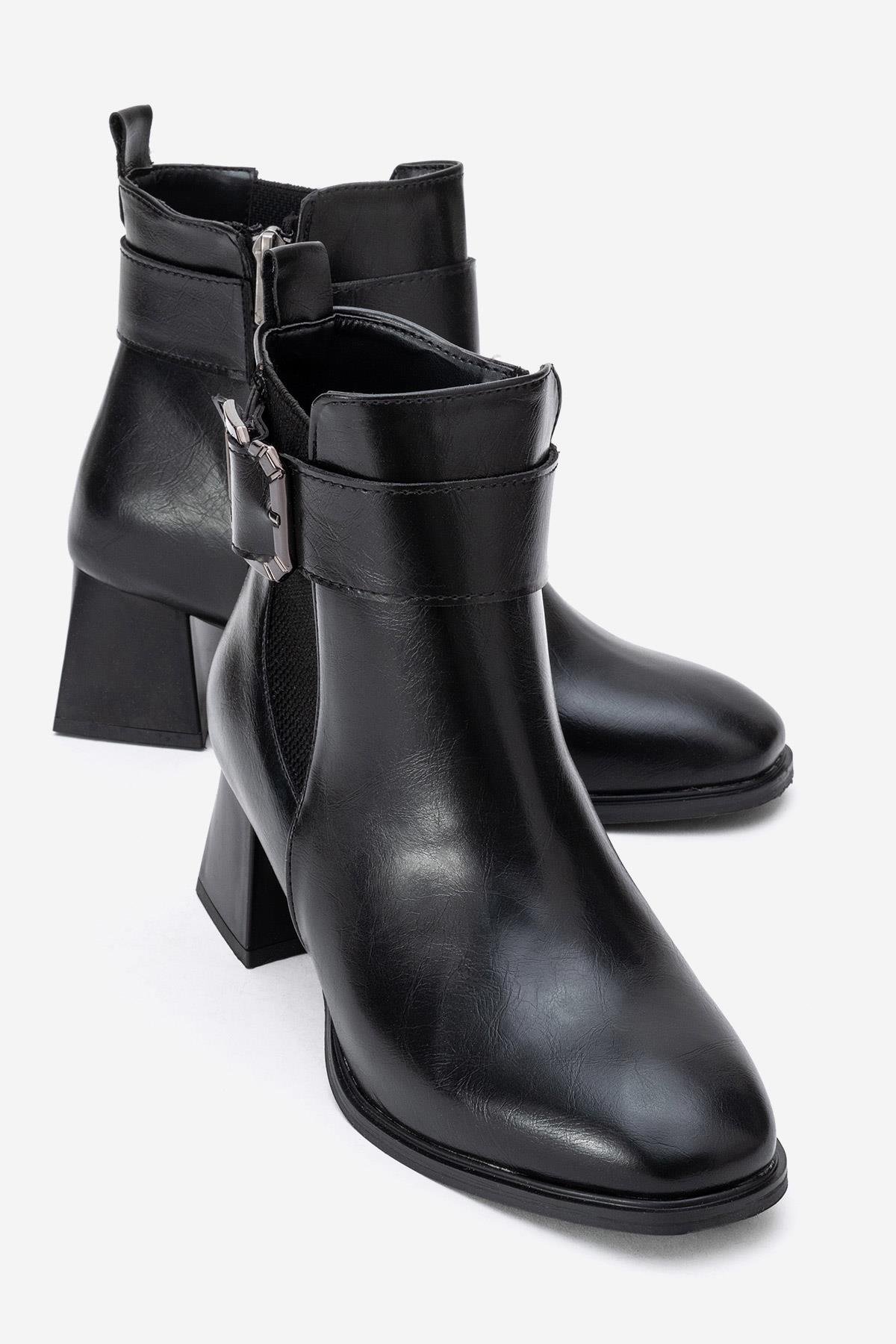 Sade Streçli Topuklu Bot SİYAH CİLT - Görsel 2