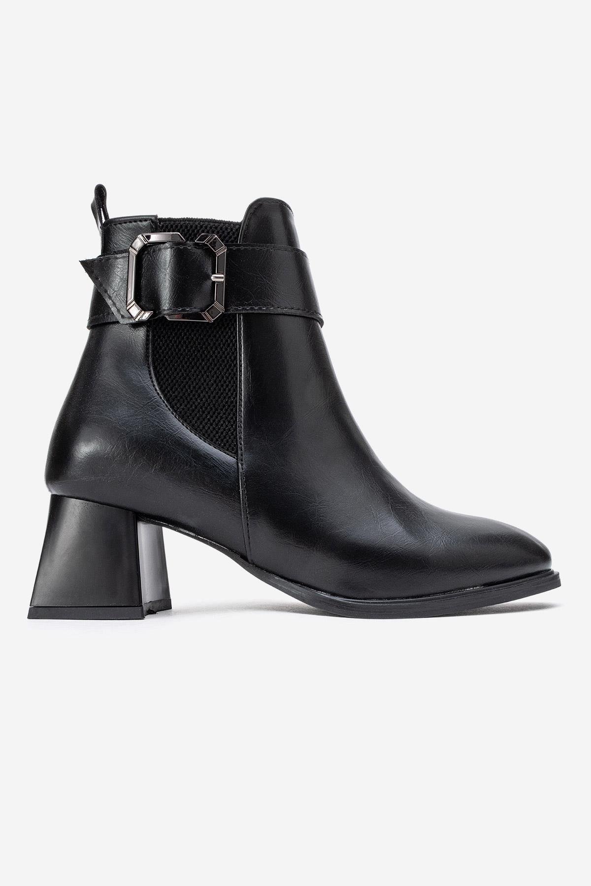 Sade Streçli Topuklu Bot SİYAH CİLT - Görsel 3